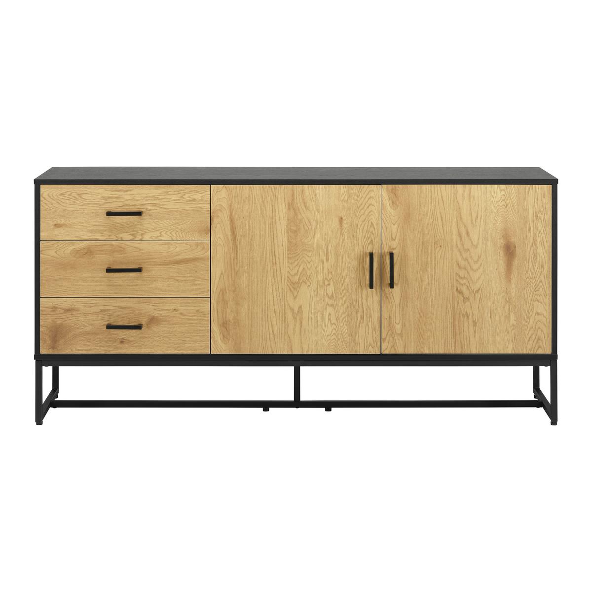 Sideboard Giorgia Eichefarben/Schwarz MDF - Eichefarben/Schwarz, MODERN, Holzwerkstoff/Metall (160/75/40cm) - Bessagi Home