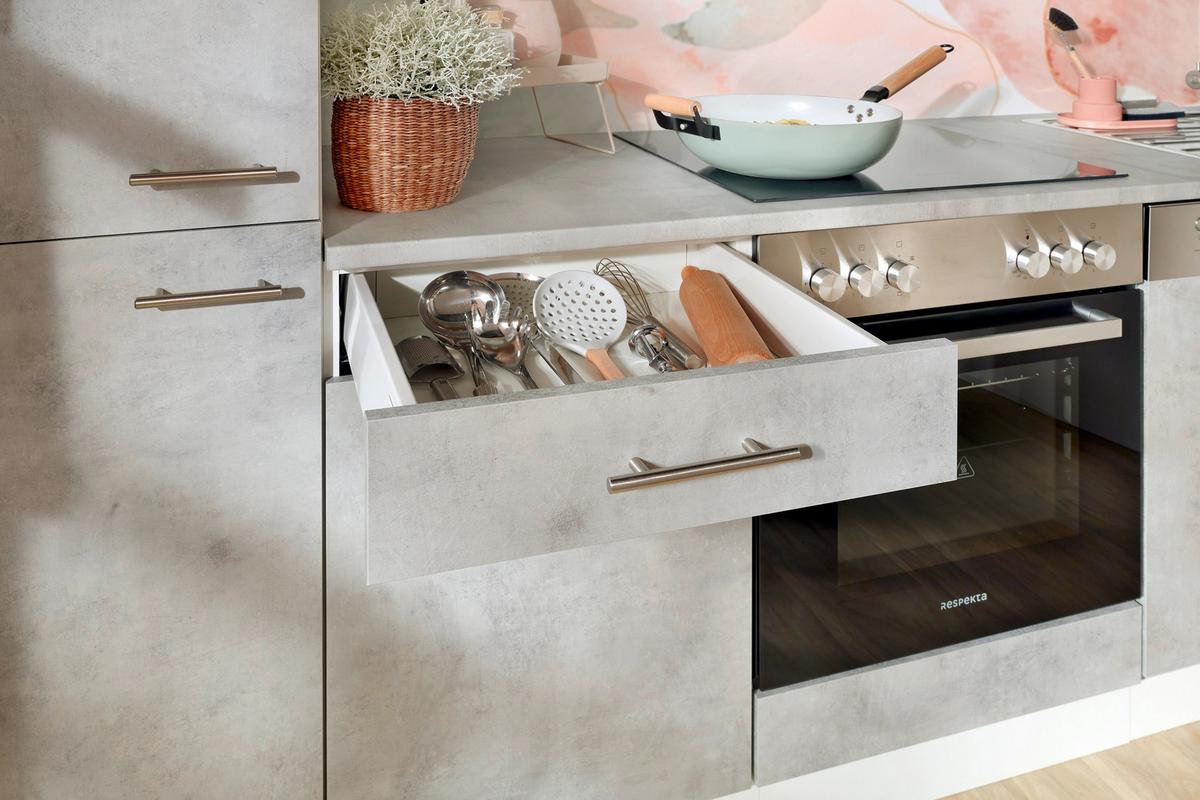 Kuhinjski Blok Z Aparati Malia, 300cm - barve nerjavečega jekla/siva, Basics, kovina/leseni material (300cm) - Respekta