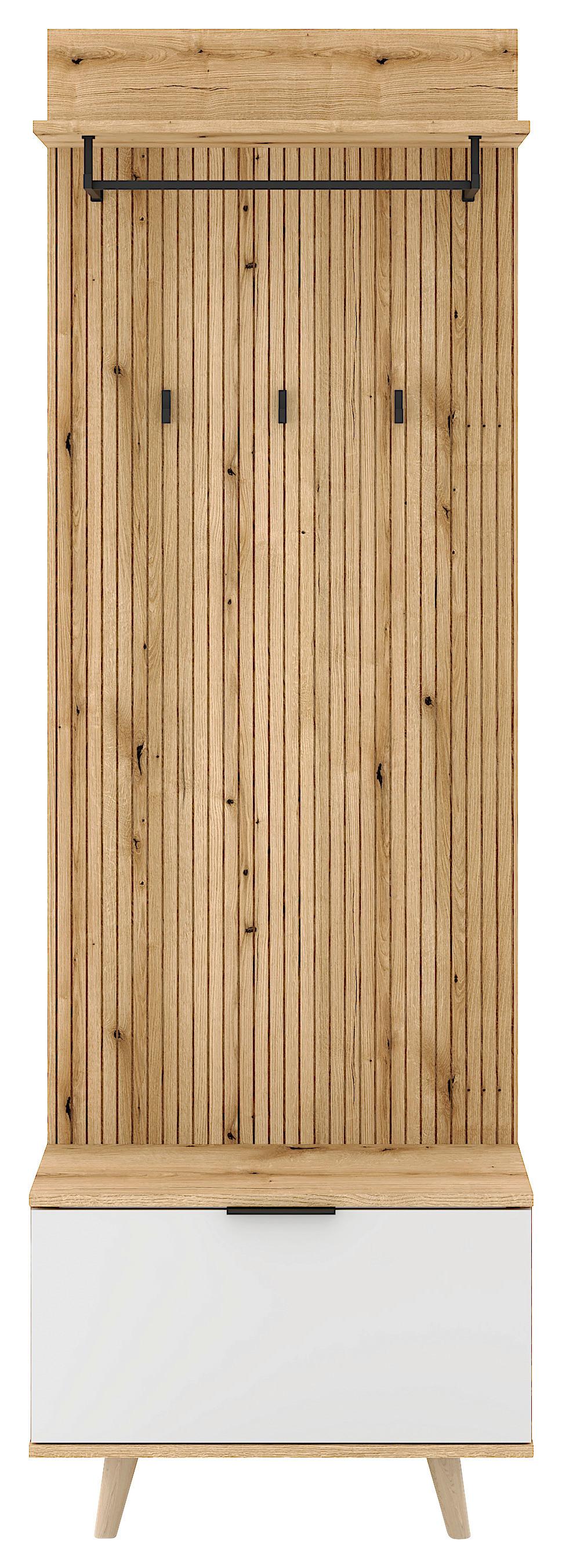 PRZEDPOKÓJ NORDIC D - kolor dębowy/biały, Design, materiał drewnopochodny (65/204/40cm) - MID.YOU