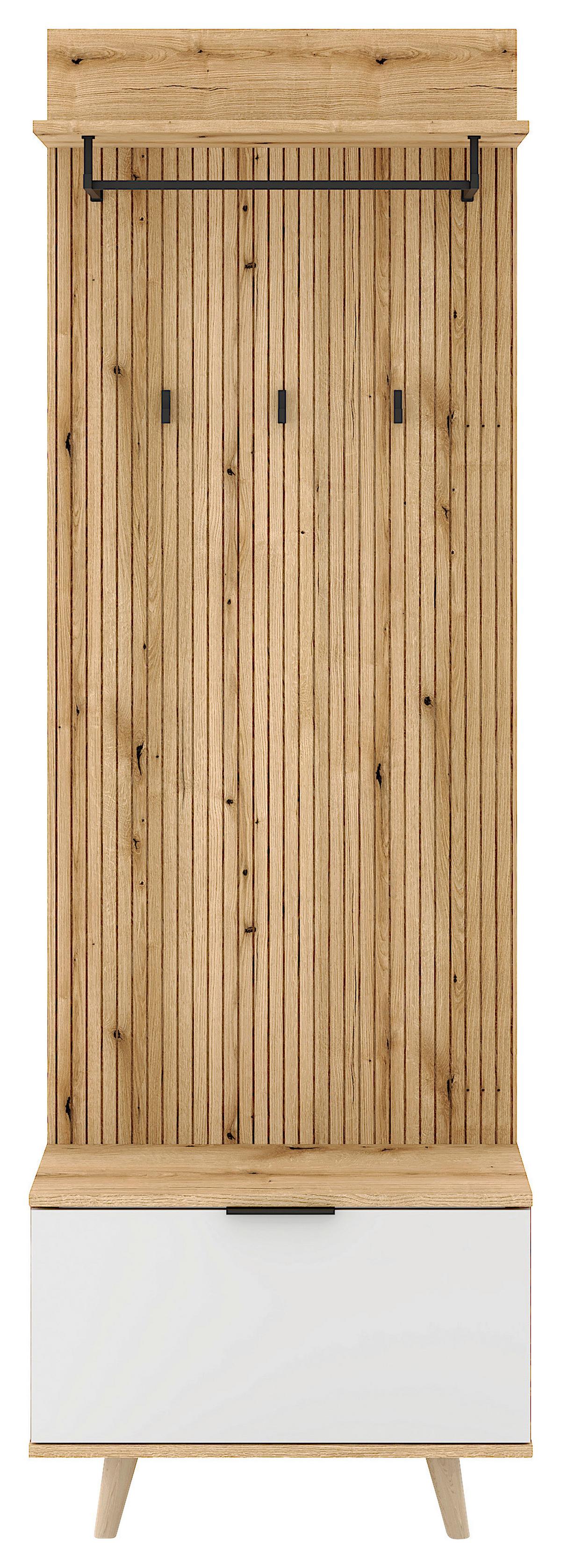 PRZEDPOKÓJ NORDIC D - kolor dębowy/biały, Design, materiał drewnopochodny (65/204/40cm) - MID.YOU