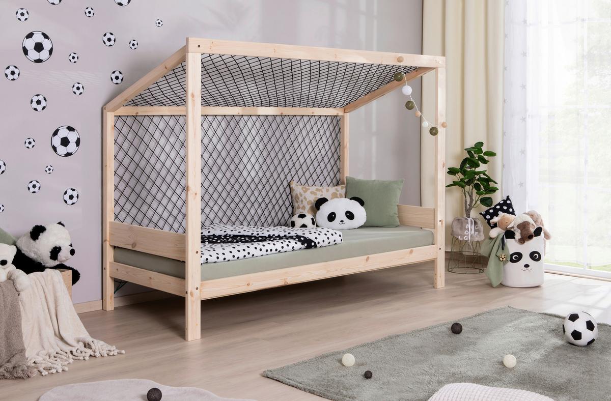Bodenbett Fußball Holz ca. 90x200 cm - Naturfarben, MODERN, Holz/Textil (90/200cm) - MID.YOU