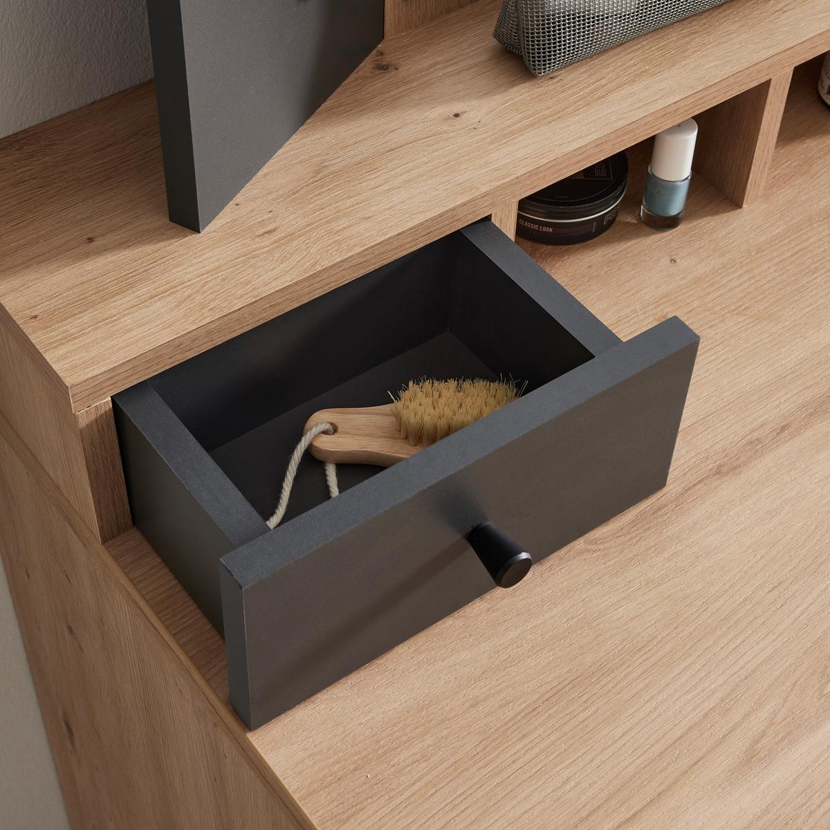 Schminktisch Eva I in Eiche/Anthrazit - Modern, Glas/Holzwerkstoff (100/140/45cm) - Mömax