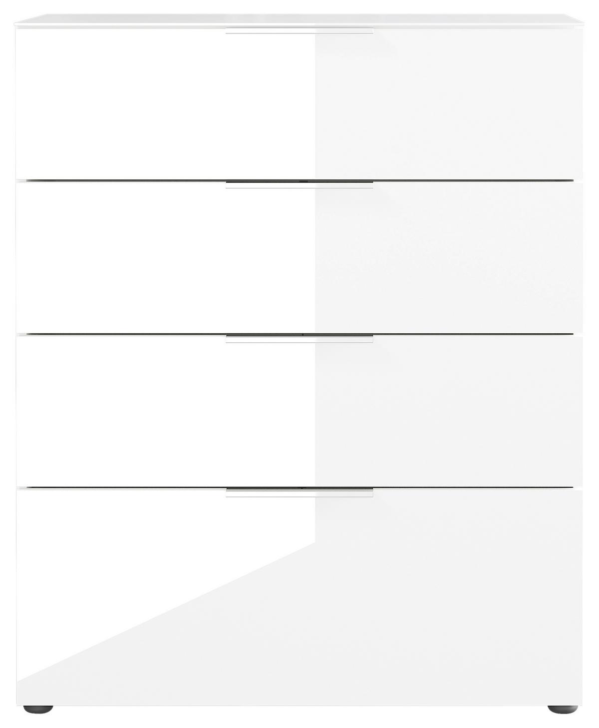 Kommode Oakland in Weiß - Chromfarben/Schwarz, MODERN, Glas/Holzwerkstoff (83/102/42cm) - Premium Living