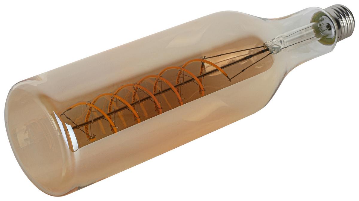 LED-Leuchtmittel Flasche Bernsteinfarben max. 4 Watt - Bernsteinfarben, Romantik / Landhaus, Glas/Metall (7,5/27,5cm) - Mömax