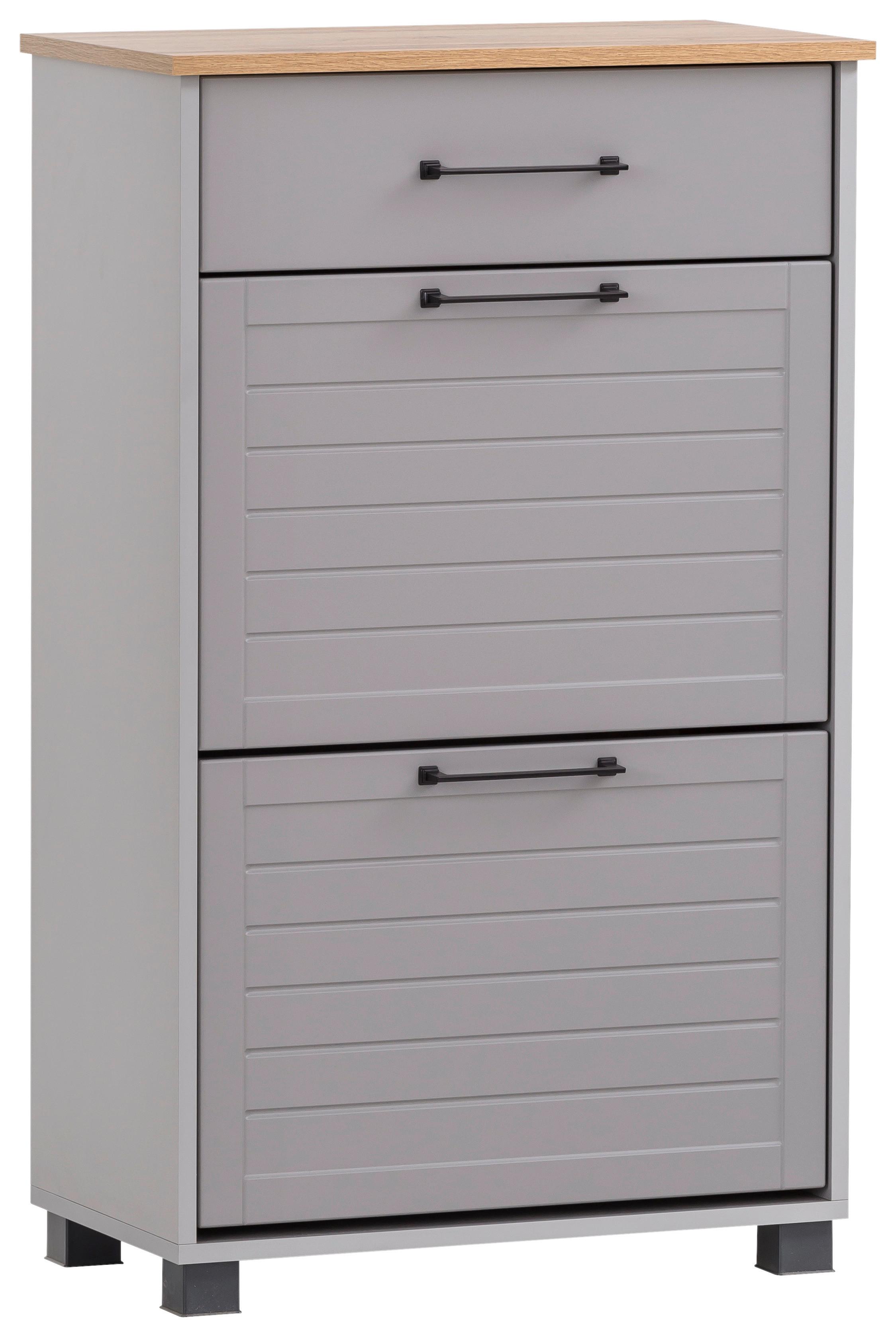 Schuhschrank Jelda ca.62x102x34,1cm Platinfarben - Platinfarben/Schwarz, Holzwerkstoff/Kunststoff (62/102/34,1cm) - MID.YOU