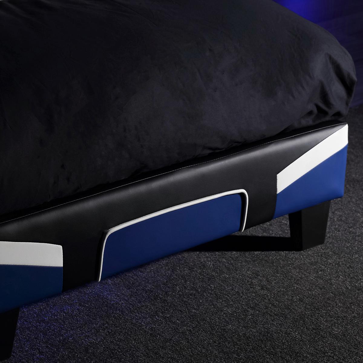 Gamingbett Cerberus 90x190 cm Schwarz/Weiß/Blau - Blau/Schwarz, MODERN, Holzwerkstoff/Kunststoff (90/190cm) - X Rocker