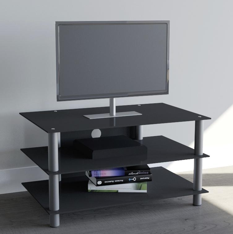Phonotisch Netasa ca. 95x45 cm Schwarz/Silber - Silberfarben/Schwarz, KONVENTIONELL, Glas/Metall (95/45/42cm) - MID.YOU