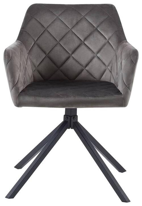 Stol Patti, Siva, Žamet, Vrtljiv - siva/črna, Konvencionalno, kovina/tekstil (56/81/60,5cm)