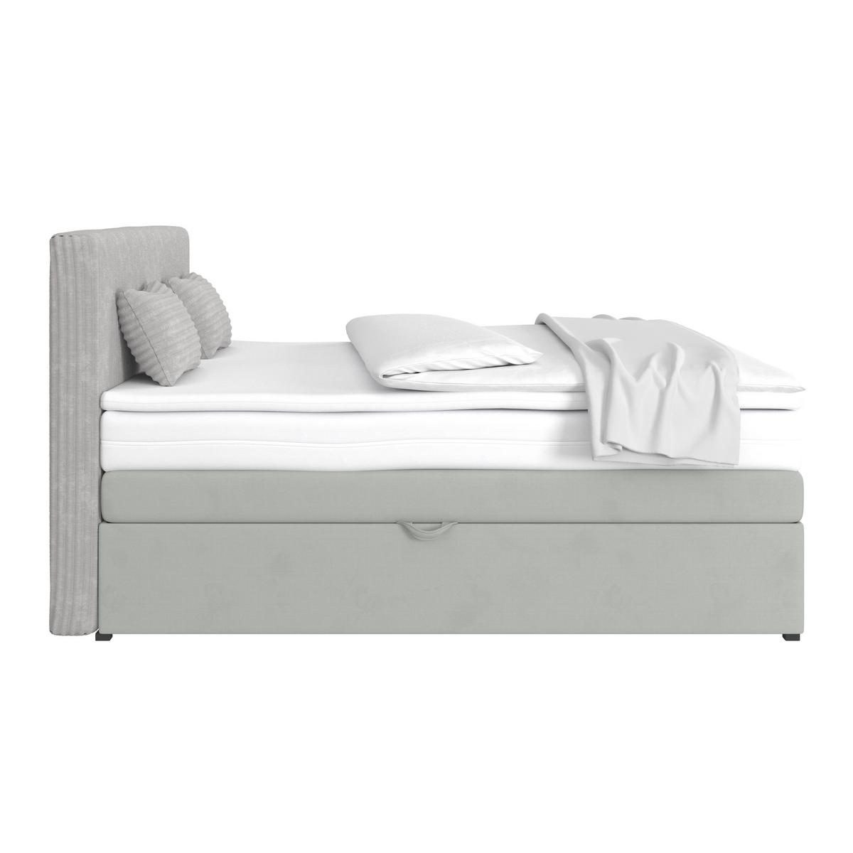 Boxspring Krevet Rossa - srebrne boje/crna, Moderno, drvni materijal/tekstil (180/200cm) - Modern Living