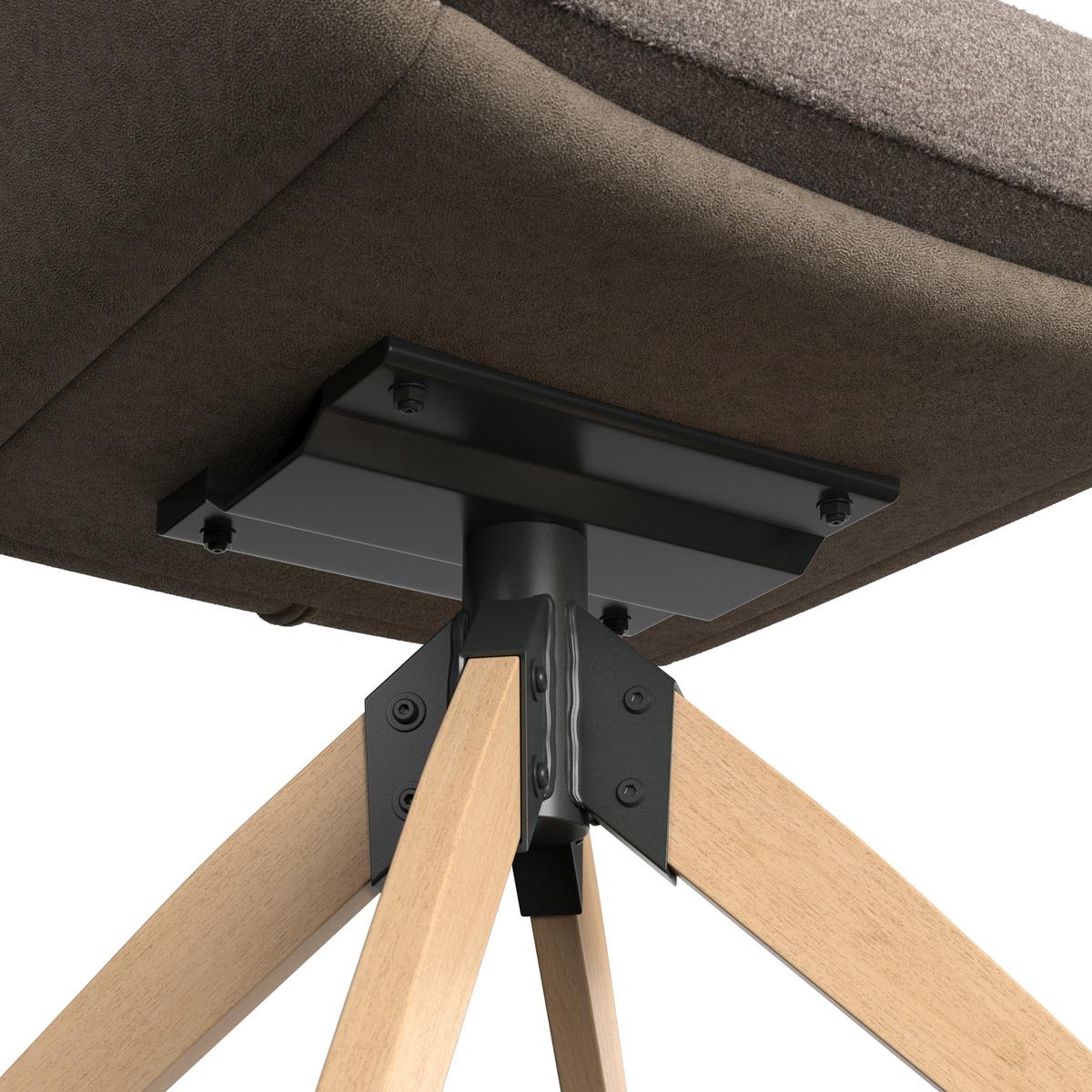 Armlehnstuhl Neelia Braun Webstoff Drehbar Gepolstert - Braun/Naturfarben, MODERN, Holz/Textil (71/60/94cm) - Bessagi Home