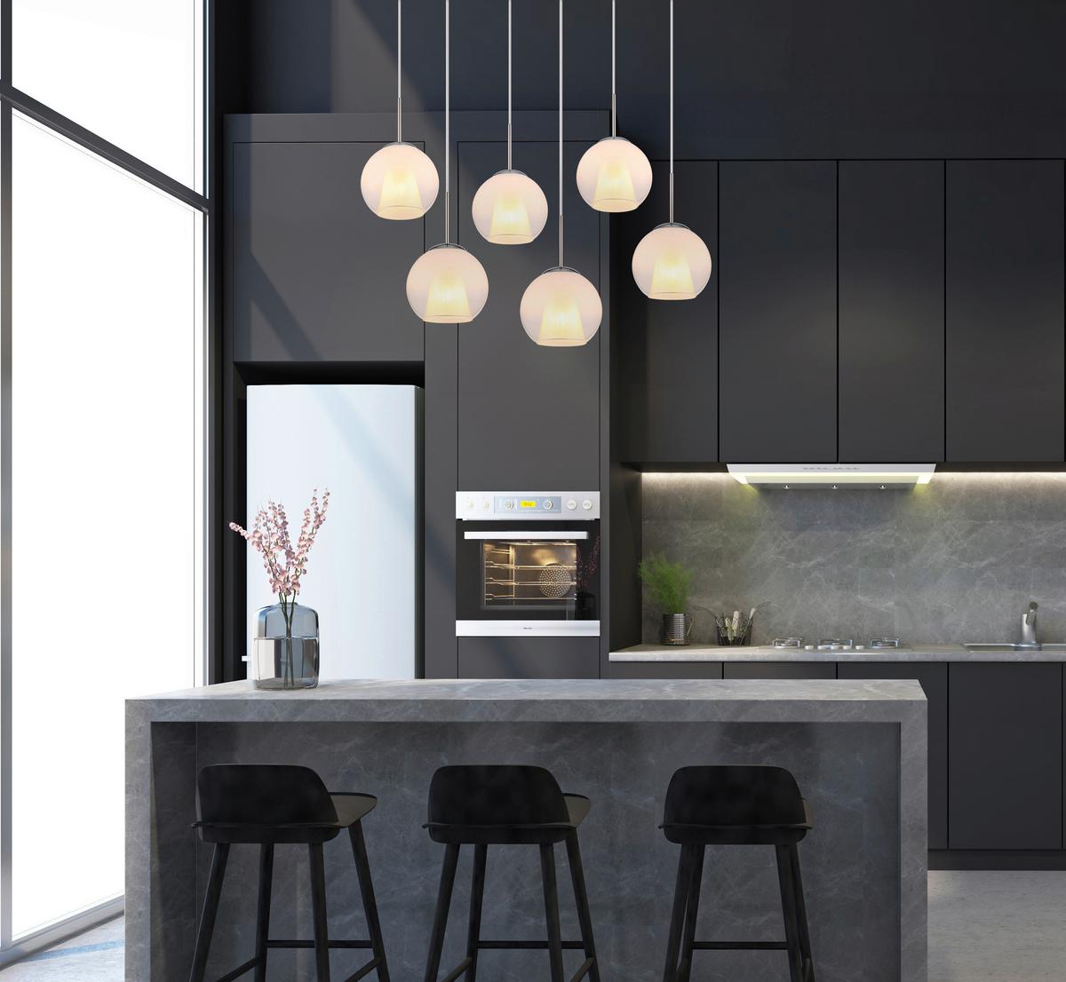 Viseća Svjetiljka Barry - bijela/boje nikla, Basics, staklo/metal (90/38/120cm) - Globo