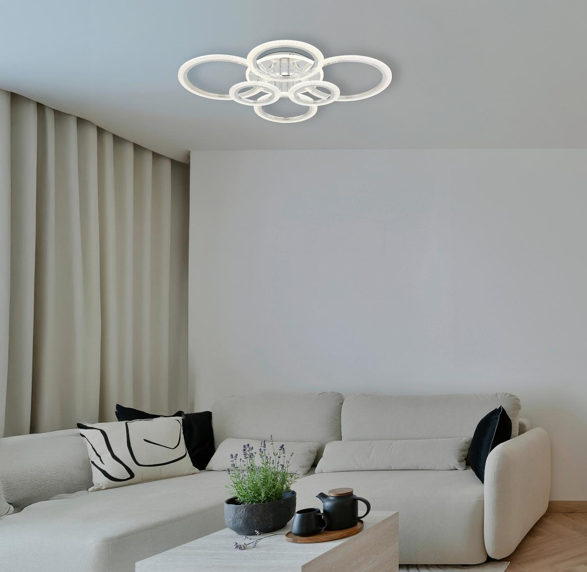 Led-deckenleuchte 67366-48 Salinas - Klar/Chromfarben, Design, Kunststoff/Metall (78/60,5/11,5cm) - Globo