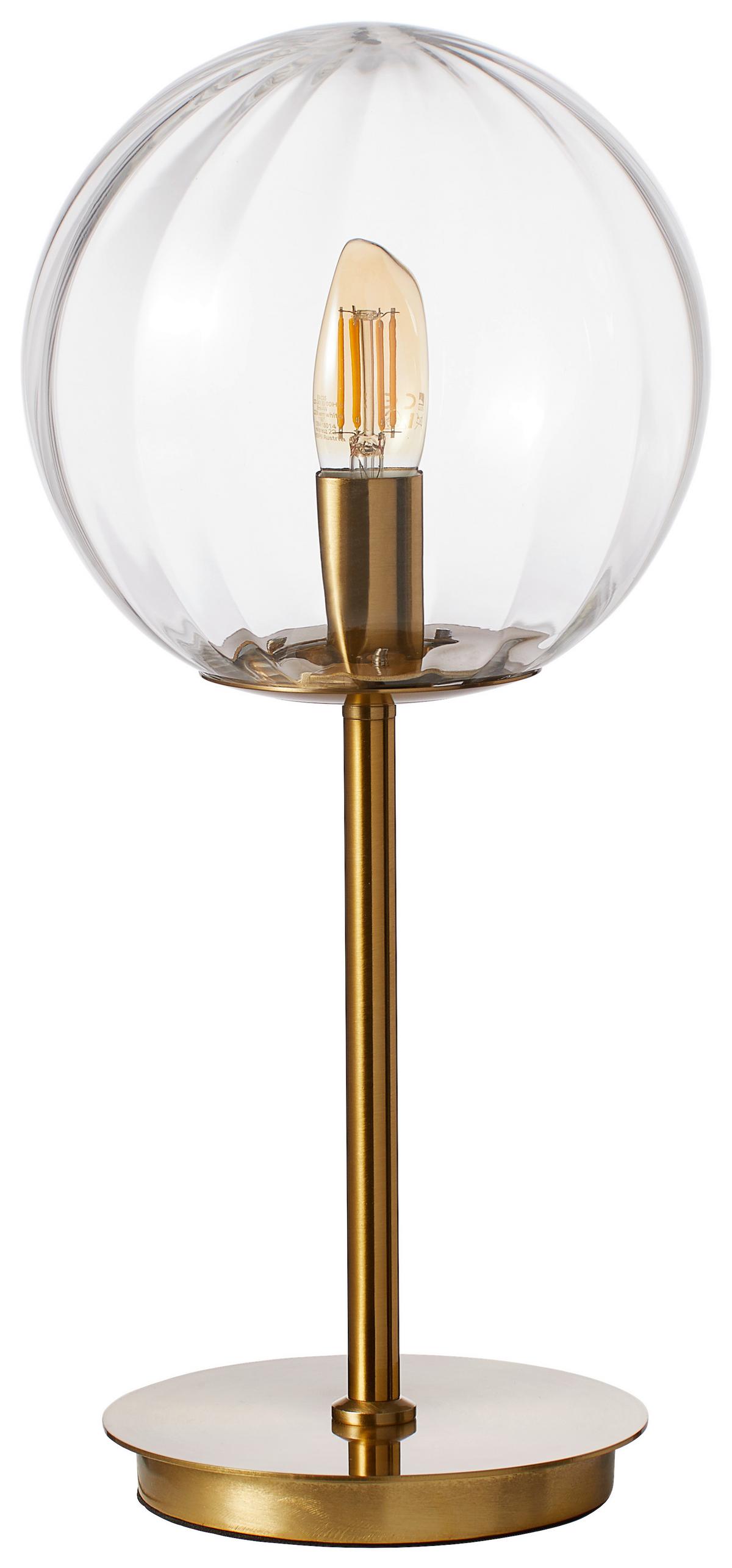 LAMPA STOŁOWA BUBBLE - przejrzysty/złoty, Trend, metal/szkło (20/43cm) - Light & Living