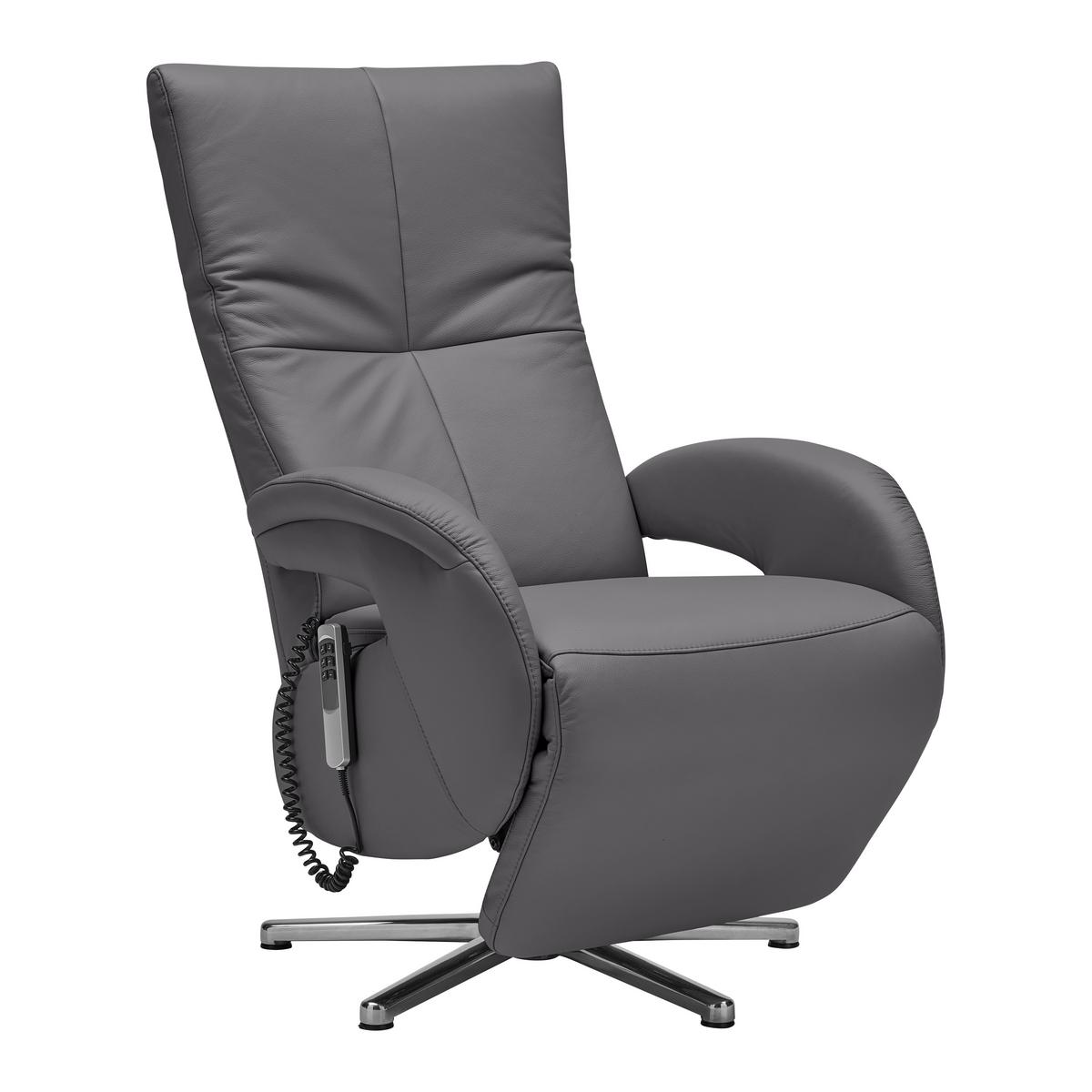 Relaxsessel Sitting 2 Anthrazit - Chromfarben/Anthrazit, Modern, Leder (70/111/80cm) - Premium Living