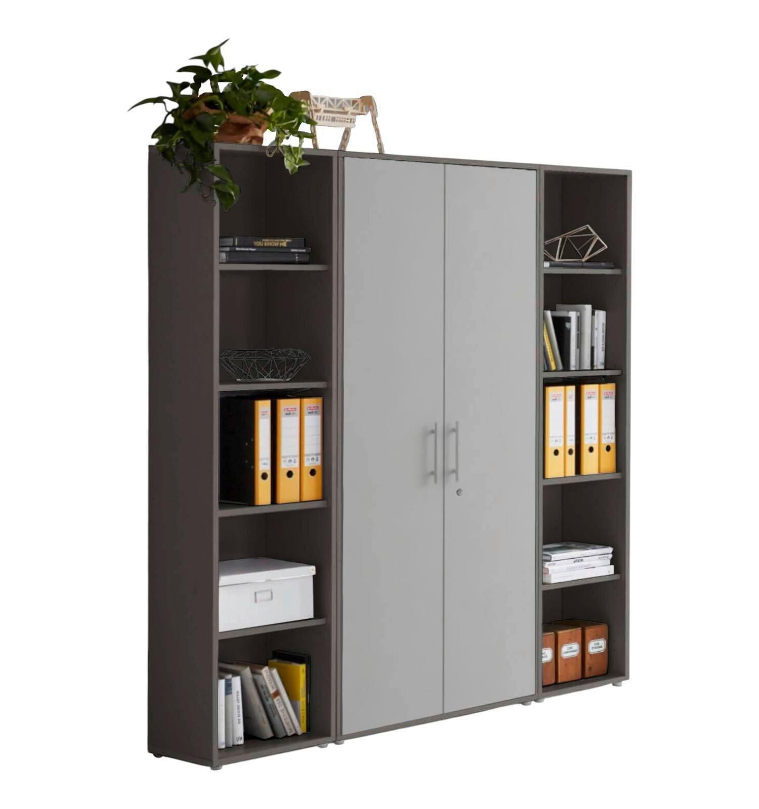 AKTENSCHRANK OFFICE EDITION - SW SET 3 - Anthrazit/Hellgrau, MODERN, Holzwerkstoff (172,6/185,6/33cm) - MID.YOU