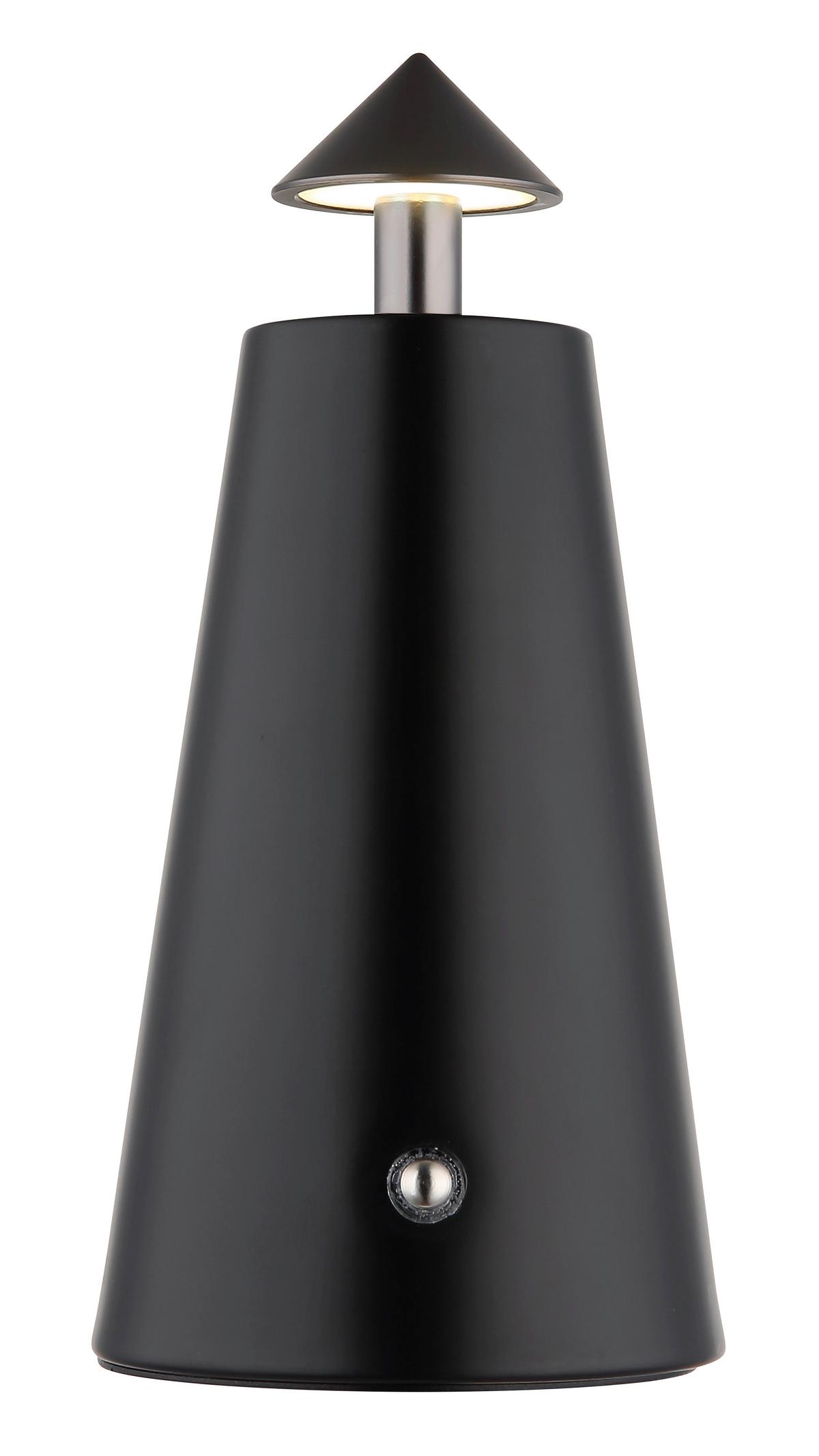 AKKU-TISCHLEUCHTE 21037S LIVA - Weiss/Schwarzchrom, Design, Kunststoff/Metall (9/19cm) - Globo