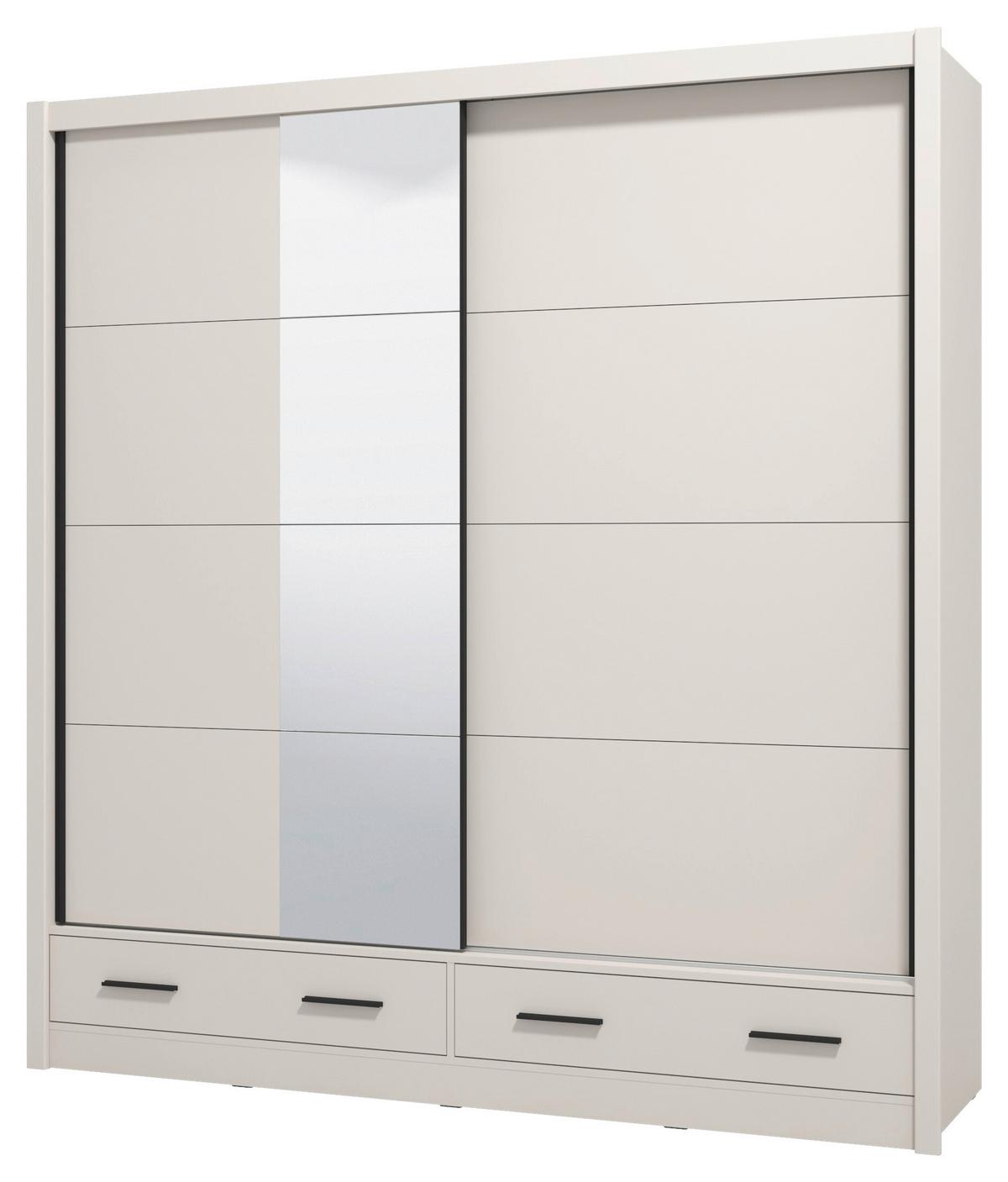 Schiebetürenschrank Albi Plus Kaschmirfarben - Kaschmir/Schwarz, KONVENTIONELL, Holzwerkstoff/Kunststoff (205/215,5/60cm) - Mömax