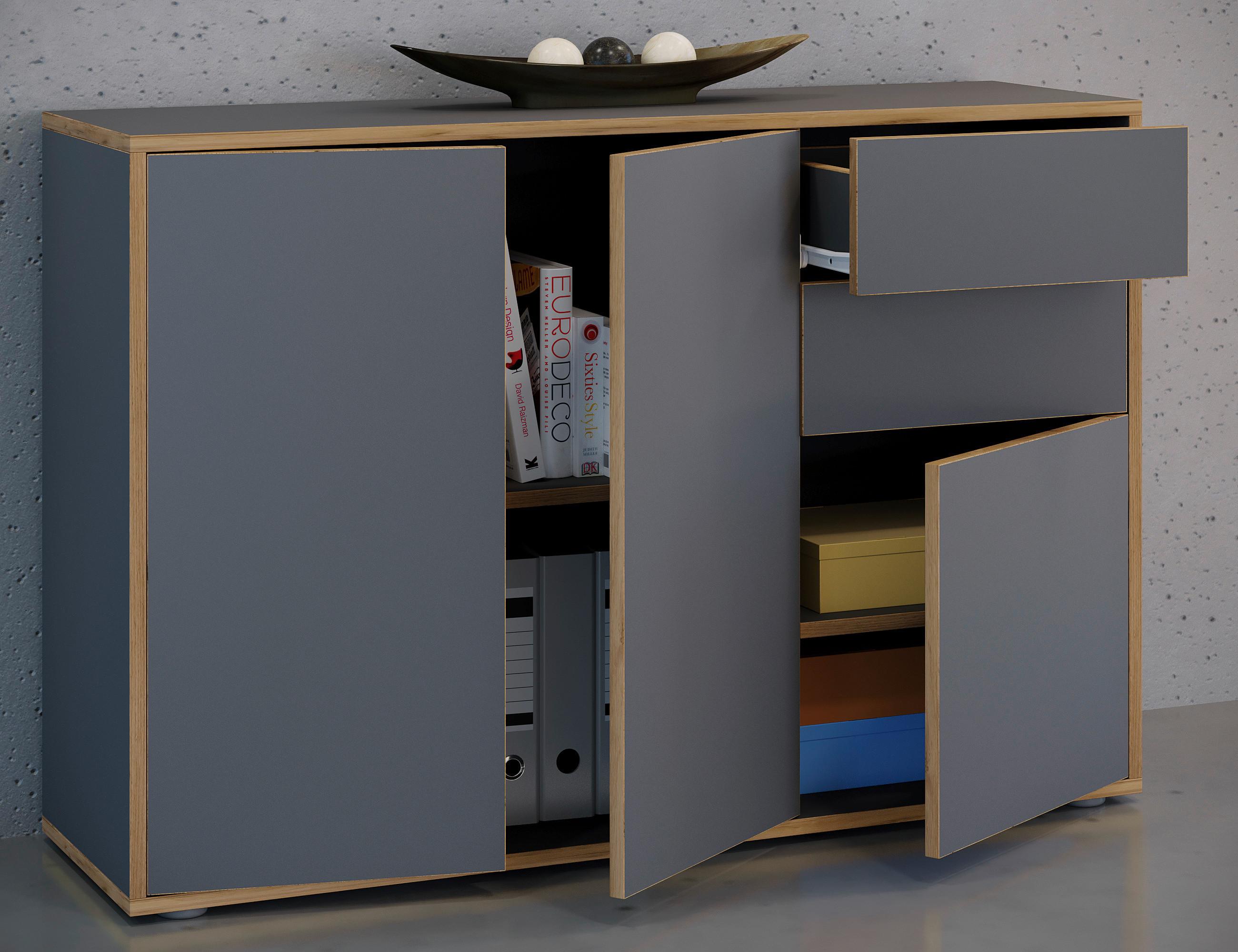 KOMMODE SALIA B110 - Honigeiche/Anthrazit, Design, Holzwerkstoff/Kunststoff (110/74/33cm) - MID.YOU