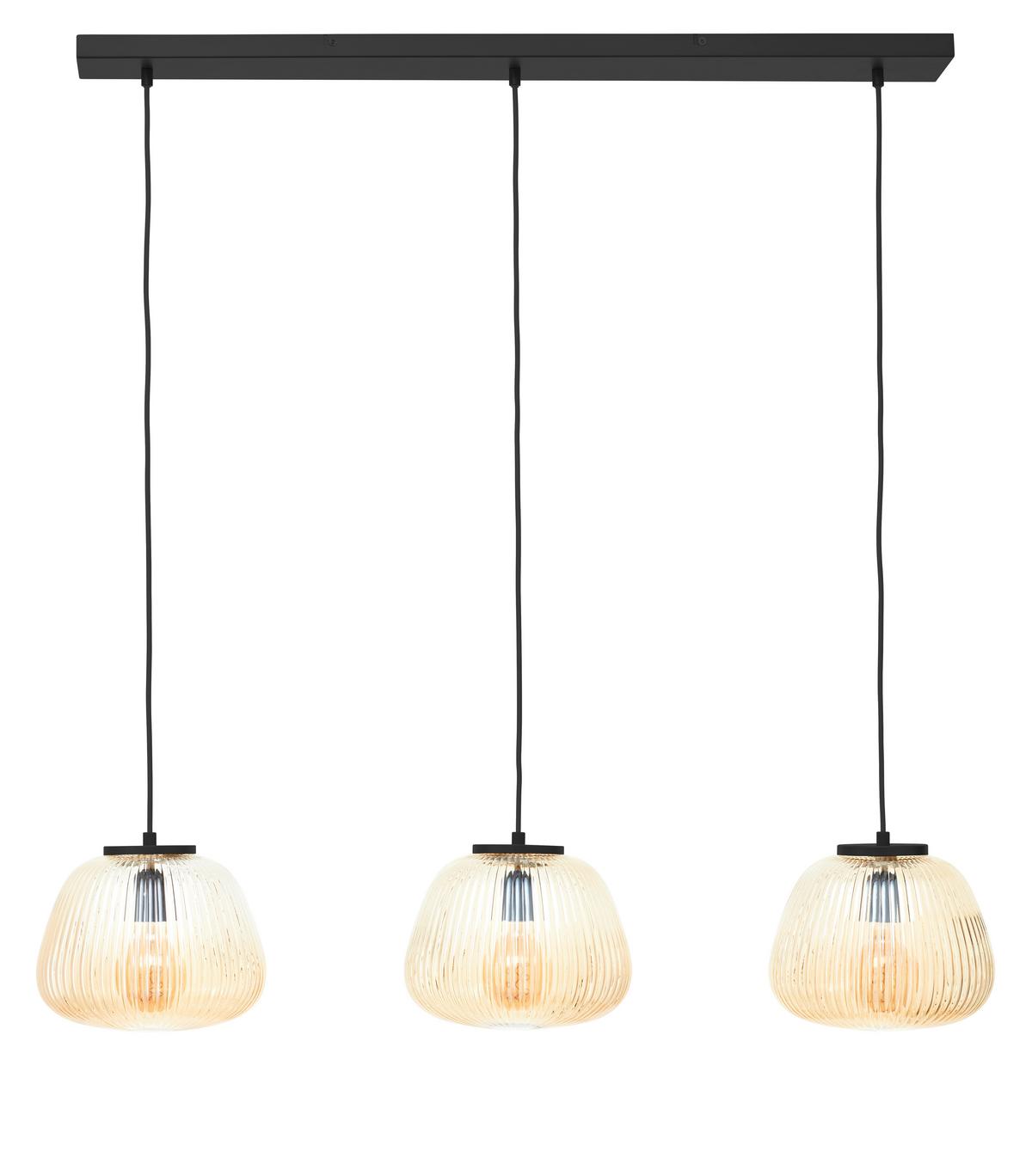Hängeleuchte Kaizen Bernsteinfarben max. 40 Watt - Bernsteinfarben, Basics, Glas/Metall (95/25/150cm) - Brilliant