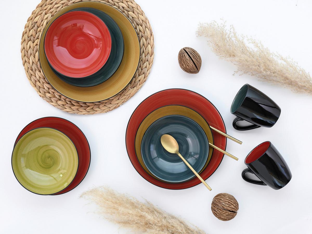 Kombiservice Samoa aus Steinzeug, 16-teilig - Multicolor, MODERN, Keramik (32,5/31/31cm) - Creatable