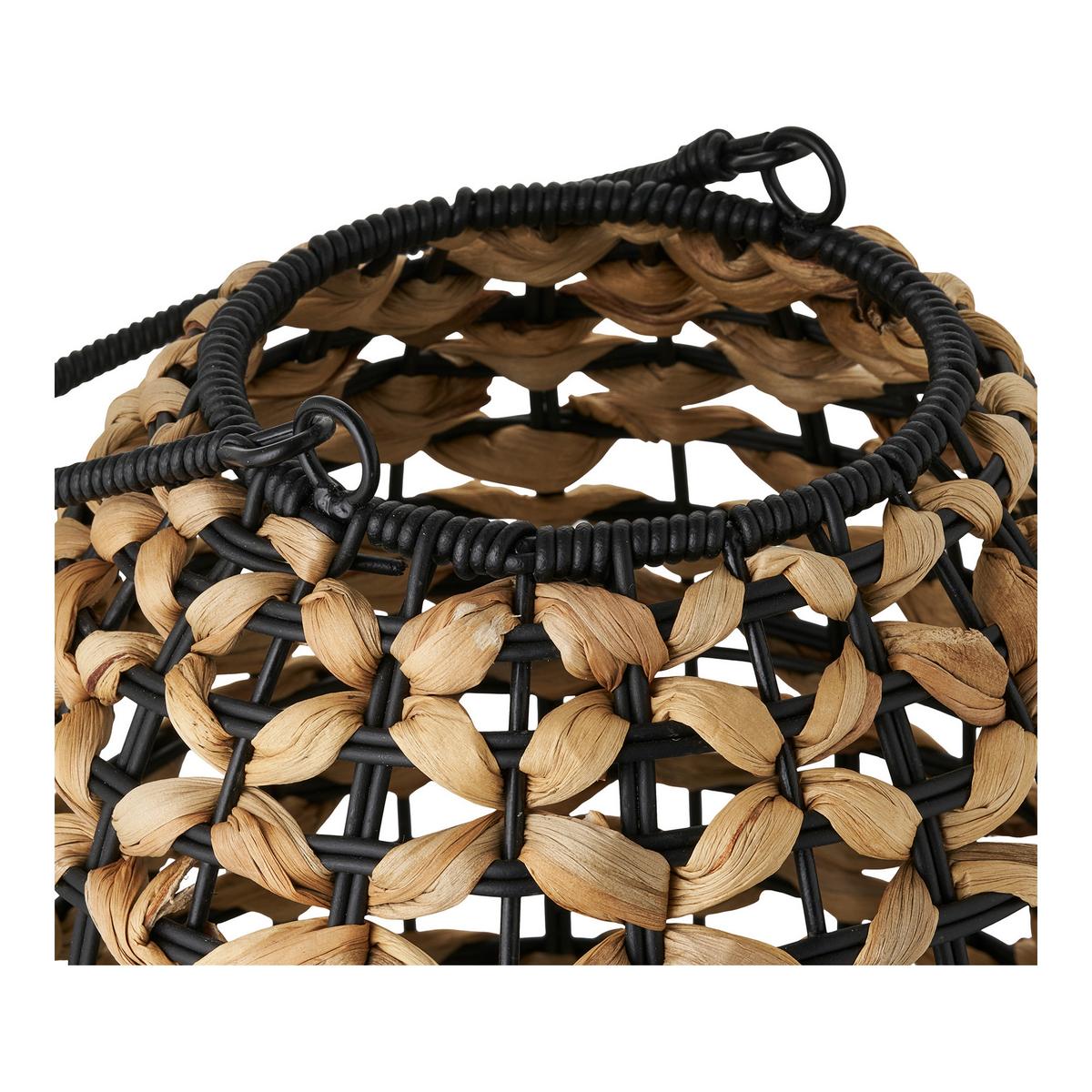 Laterne Pinto Lantern Naturfarben/Schwarz - Schwarz/Naturfarben, Basics, Glas/Naturmaterialien (24/28,5/24cm)