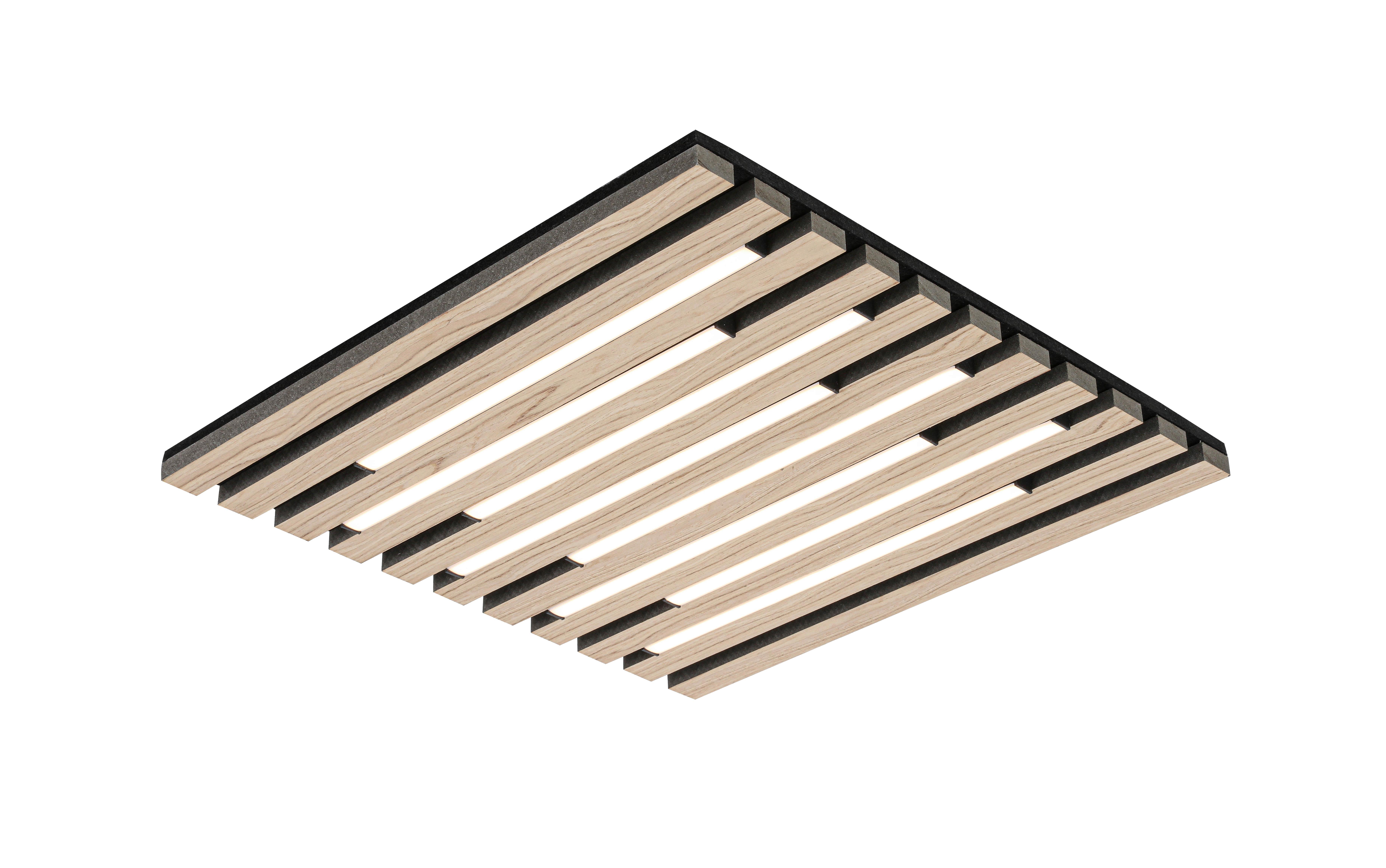 LED-TAKLAMPA RUKO - svart/ekfärgad, Modern, metall/trämaterial (42,5/42,5/5,5cm) - Mömax
