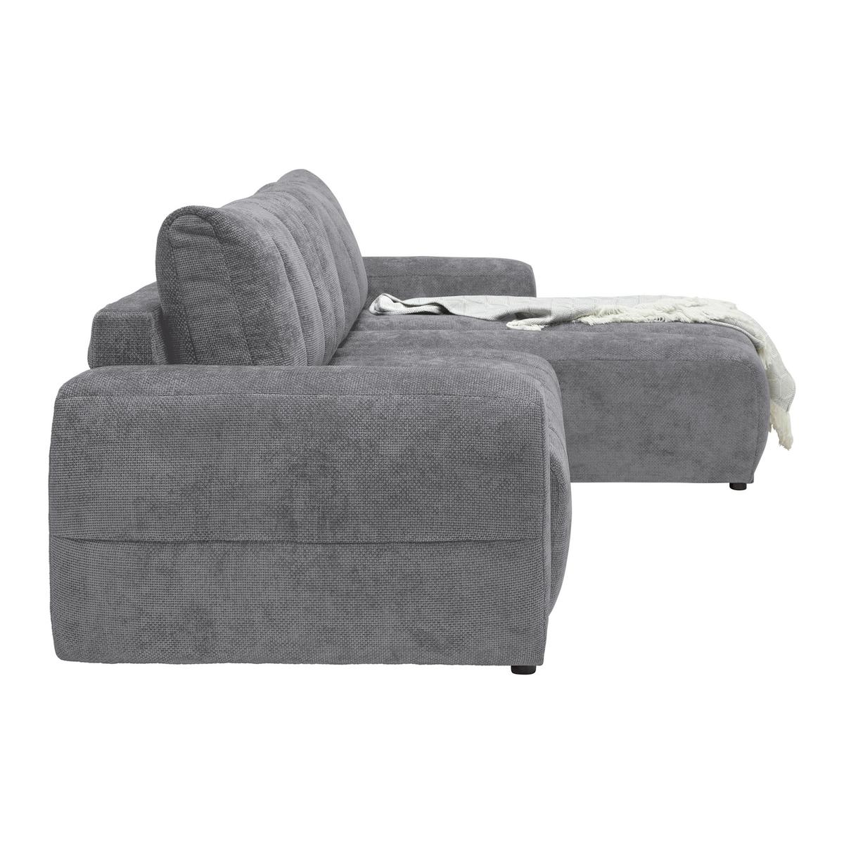 Wohnlandschaft Bolonia Grau - Schwarz Hochglanz/Grau, MODERN, Textil/Metall (273/93/166cm) - Mömax