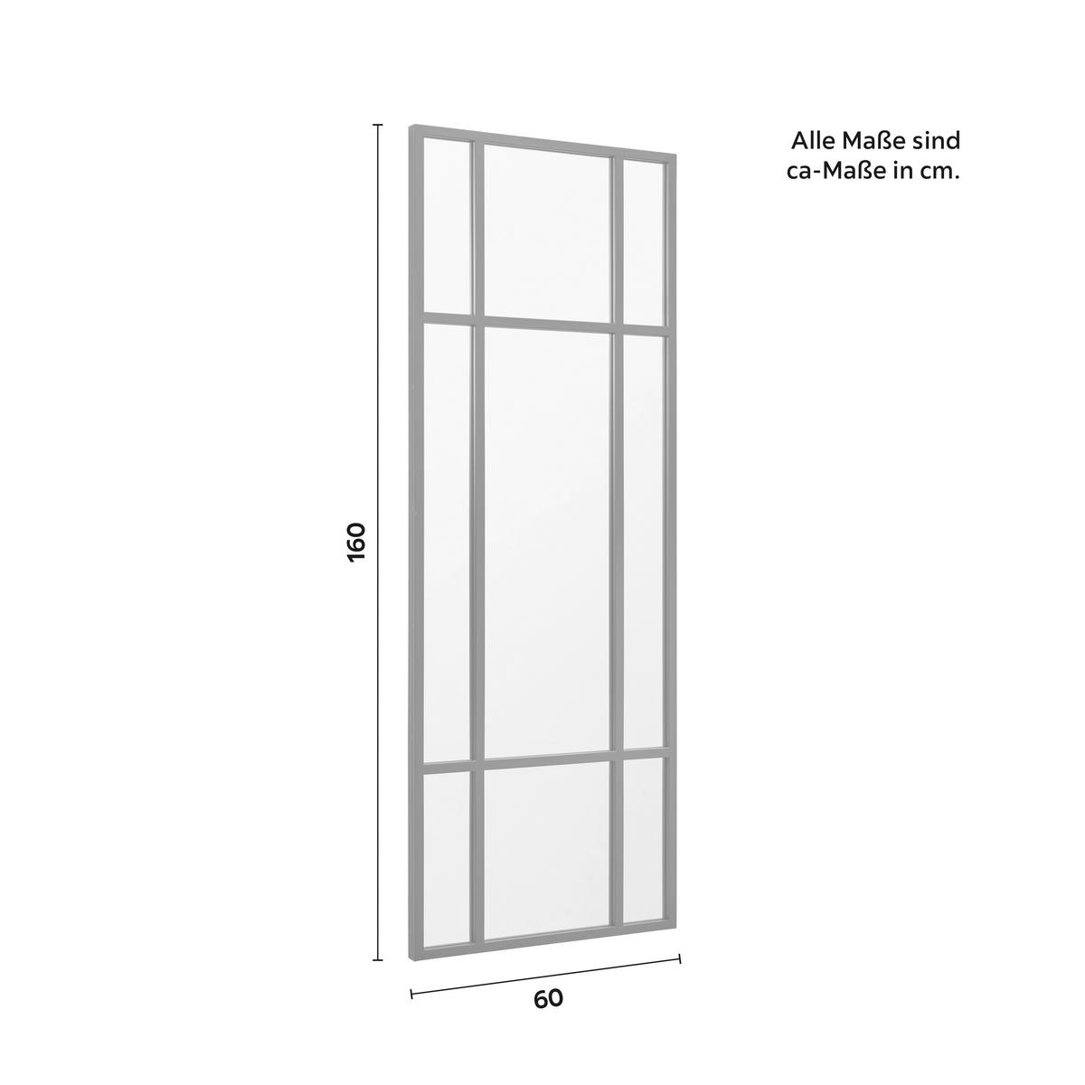Ogledalo Jill, Kovinski Okvir, 60x160 - črna, Moderno, kovina/steklo (60/160/3cm) - Bessagi Home