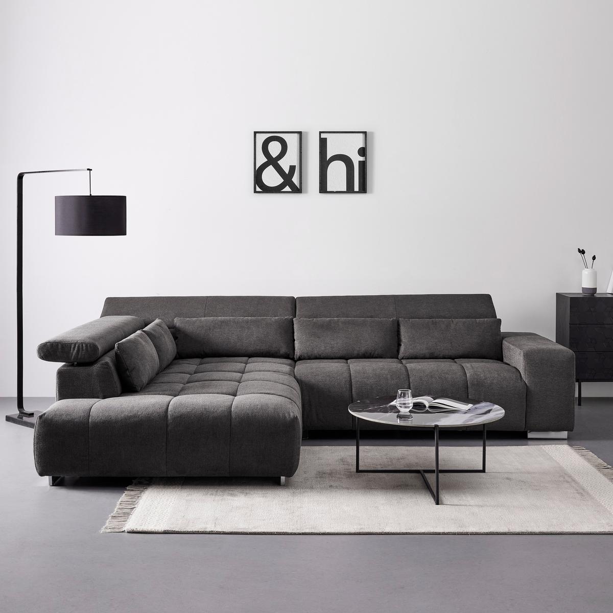 Sedežna Garnitura Orion, Temno Siva - barve kroma/siva, Moderno, kovina/tekstil (310/70-88/225cm) - Bessagi Home