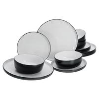 Jedilni Servis Nordic Cool Black, 12-Delni - črna/sivobela, Basics, keramika - Creatable
