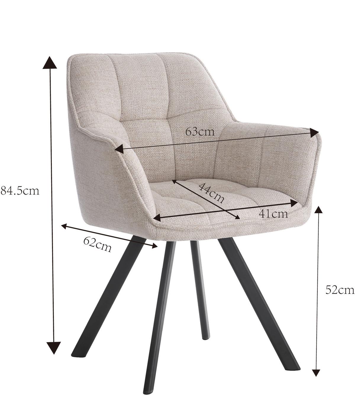 Naslanjač Romy, Krem - črna/krem barve, Moderno, kovina/tekstil (60/82/62cm)