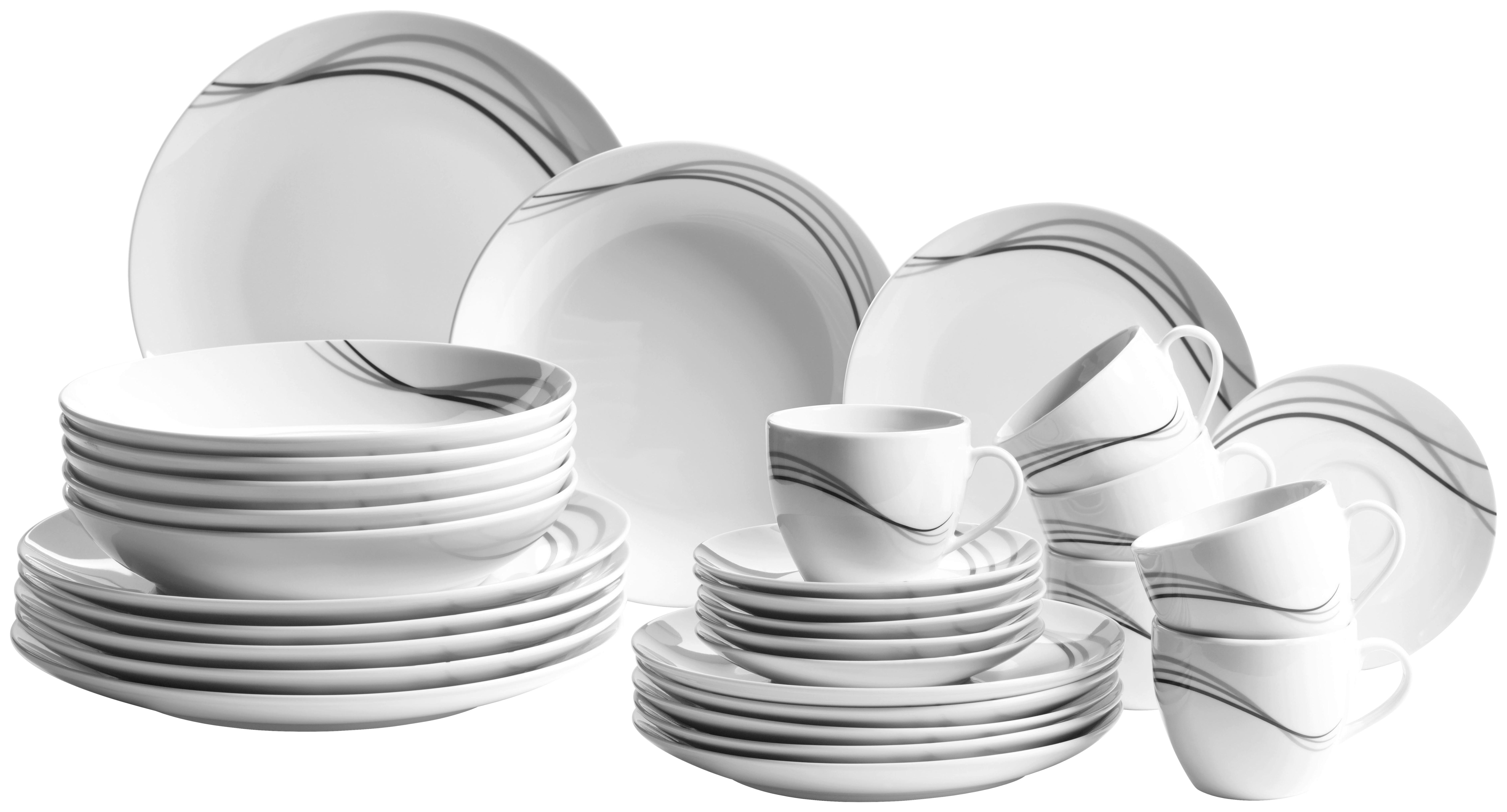 Kombiservice Tajo aus Porzellan, 30-teilig - Weiß, Basics, Keramik - Mäser