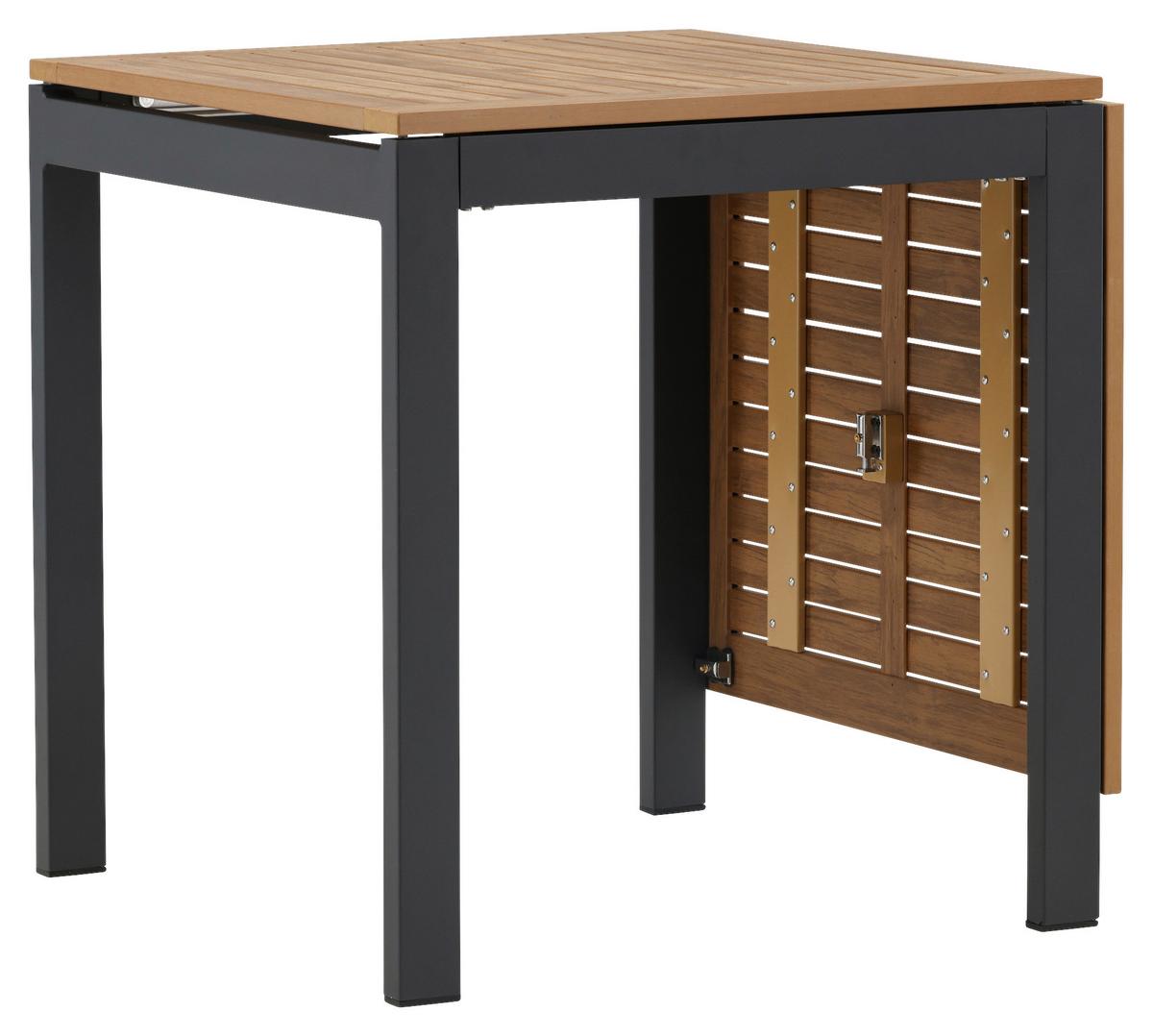 Balkontisch Diego klappbar ca. 70x70 cm Holz/Schwarz - Schwarz/Braun, KONVENTIONELL, Holz/Metall (70/70/75cm) - Gardenson