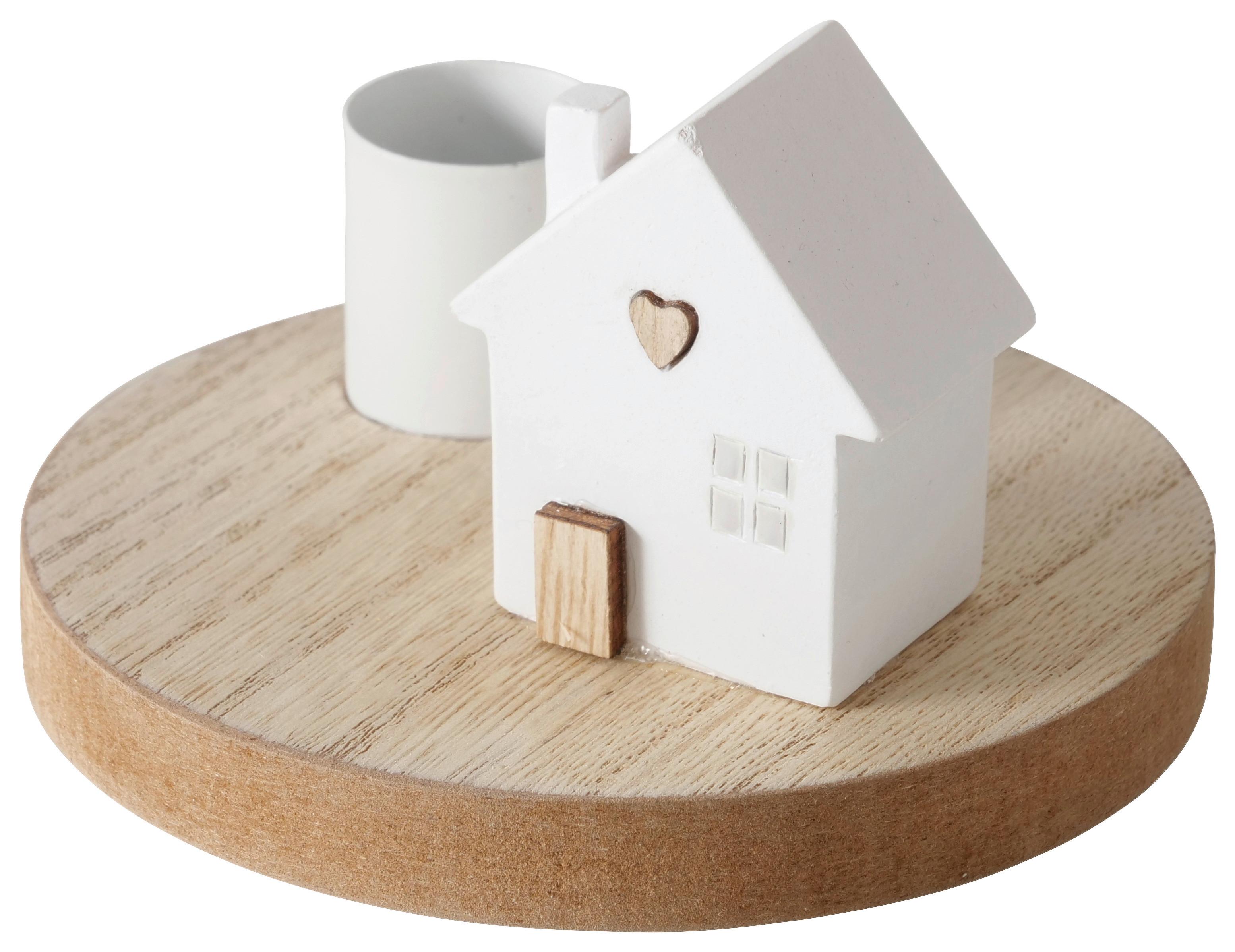 Kerzenteller Domicil I Naturfarben/Weiß - Naturfarben/Weiß, KONVENTIONELL, Holz/Kunststoff (10/6,5cm) - Modern Living