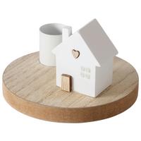 Gyertyatál Domicil I - natúr/fehér, Konventionell, műanyag/fa (10/6,5cm) - Modern Living
