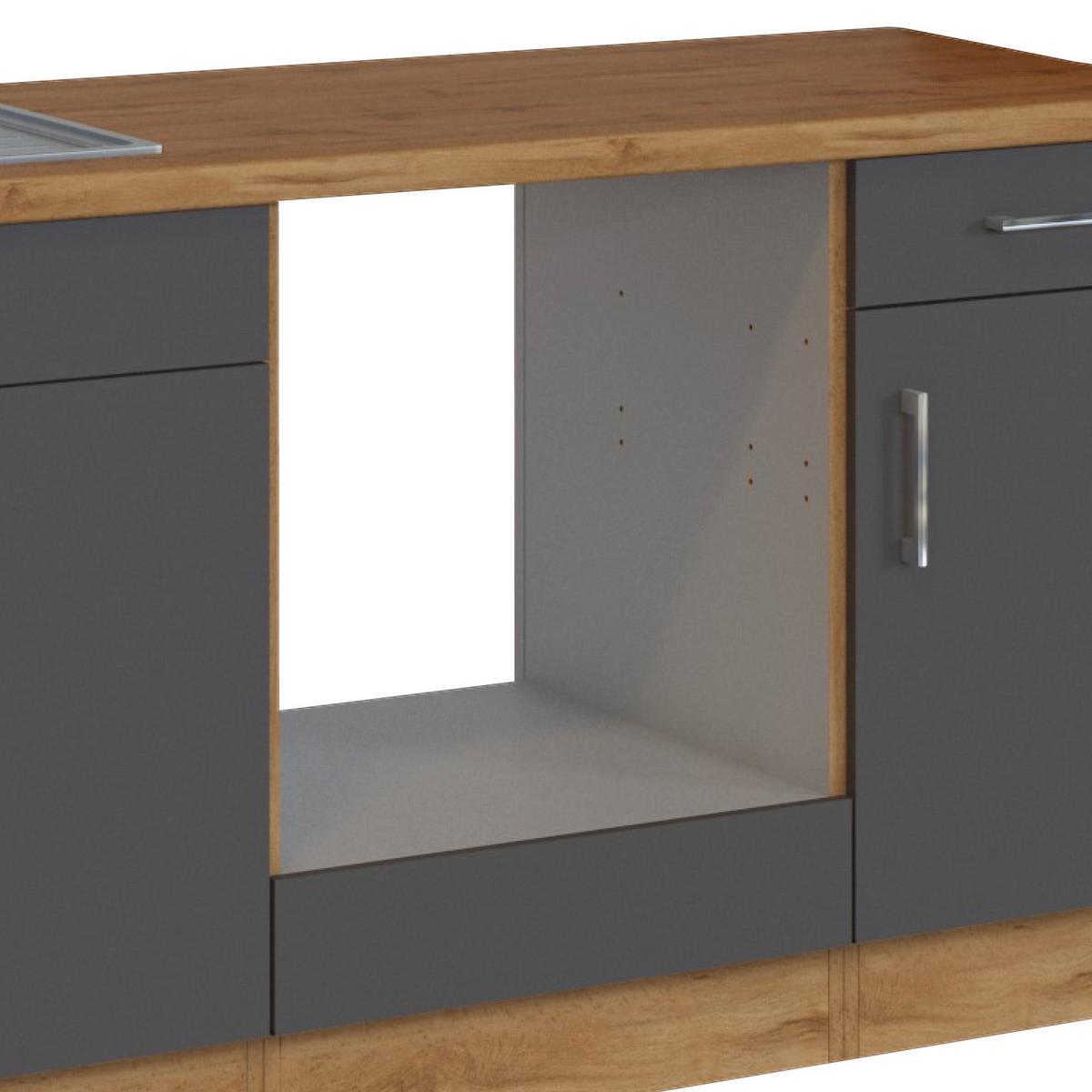 Küchenleerblock 'Sorrento' , Anthrazit - Chromfarben/Anthrazit, MODERN, Holzwerkstoff/Metall (210cm) - Held