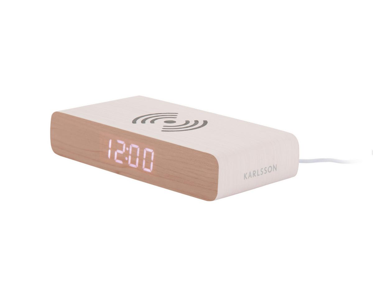 BUDZIK RETRO FLAT LED - biały, Basics, materiał drewnopochodny (16/8/3cm) - Karlsson