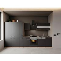 Küchenblock Merle m. Geräten Grau - Edelstahlfarben/Eichefarben, Trend, Holzwerkstoff/Metall (370cm) - Respekta