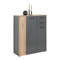 Dulap pentru pantofi CADIX - culoare lemn stejar/antracit, Modern, material pe bază de lemn (90/110/36cm) - Modern Living