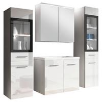 Badezimmer Badset Madrit || - Weiss Hochglanz/Weiss, Basics, Glas/Holzwerkstoff (120cm) - P & B