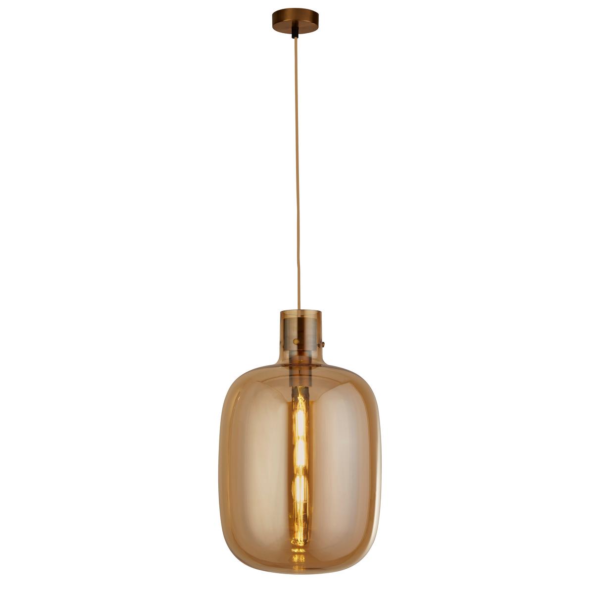 Függőlámpa Barrel 68361am - borostyánszínű, Design, üveg/fém (30/127cm)