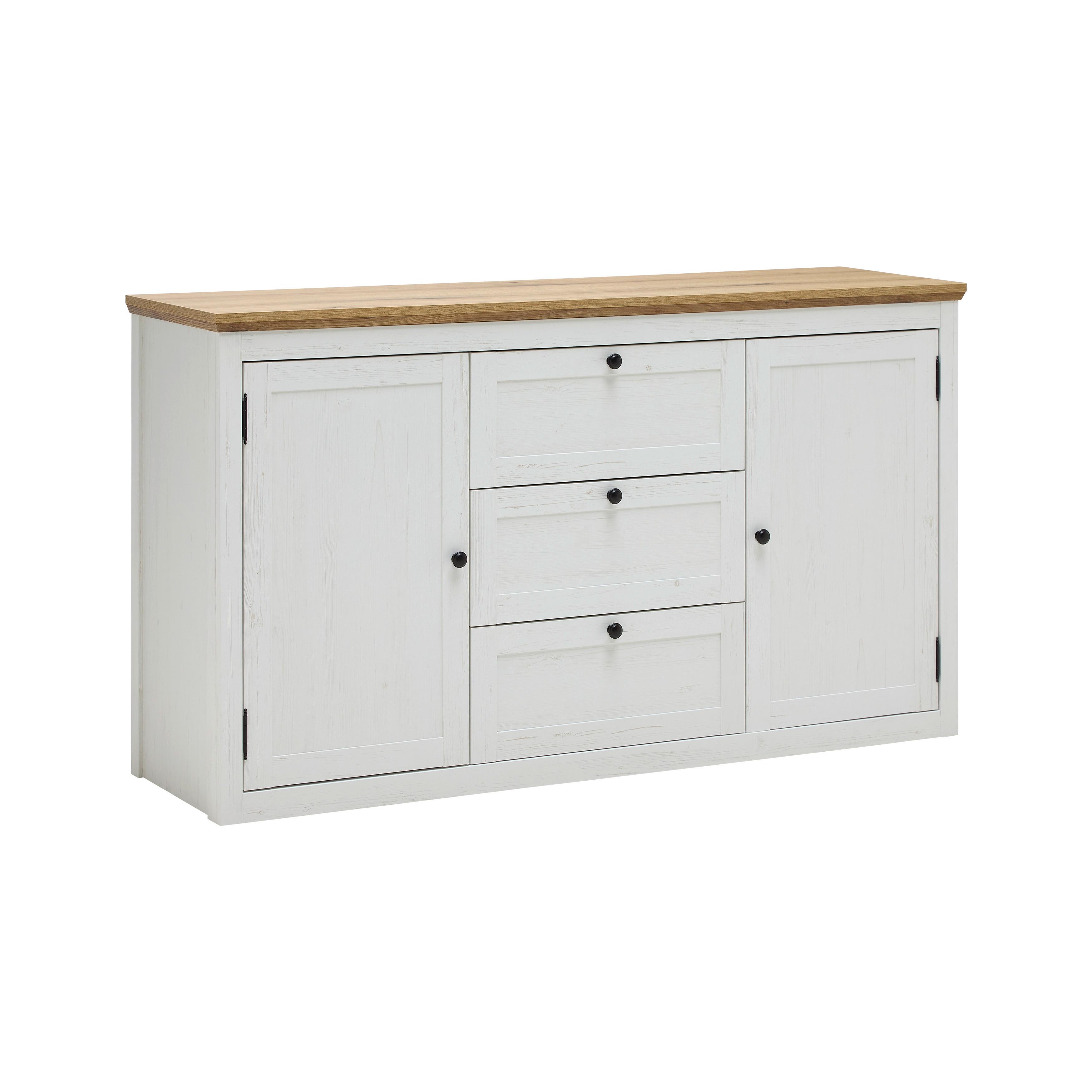 SIDEBOARD KORSIKA -EXKLUSIV- - vit/svart, Romantik / Lanthus, metall/trämaterial (150/85/43cm) - Mömax