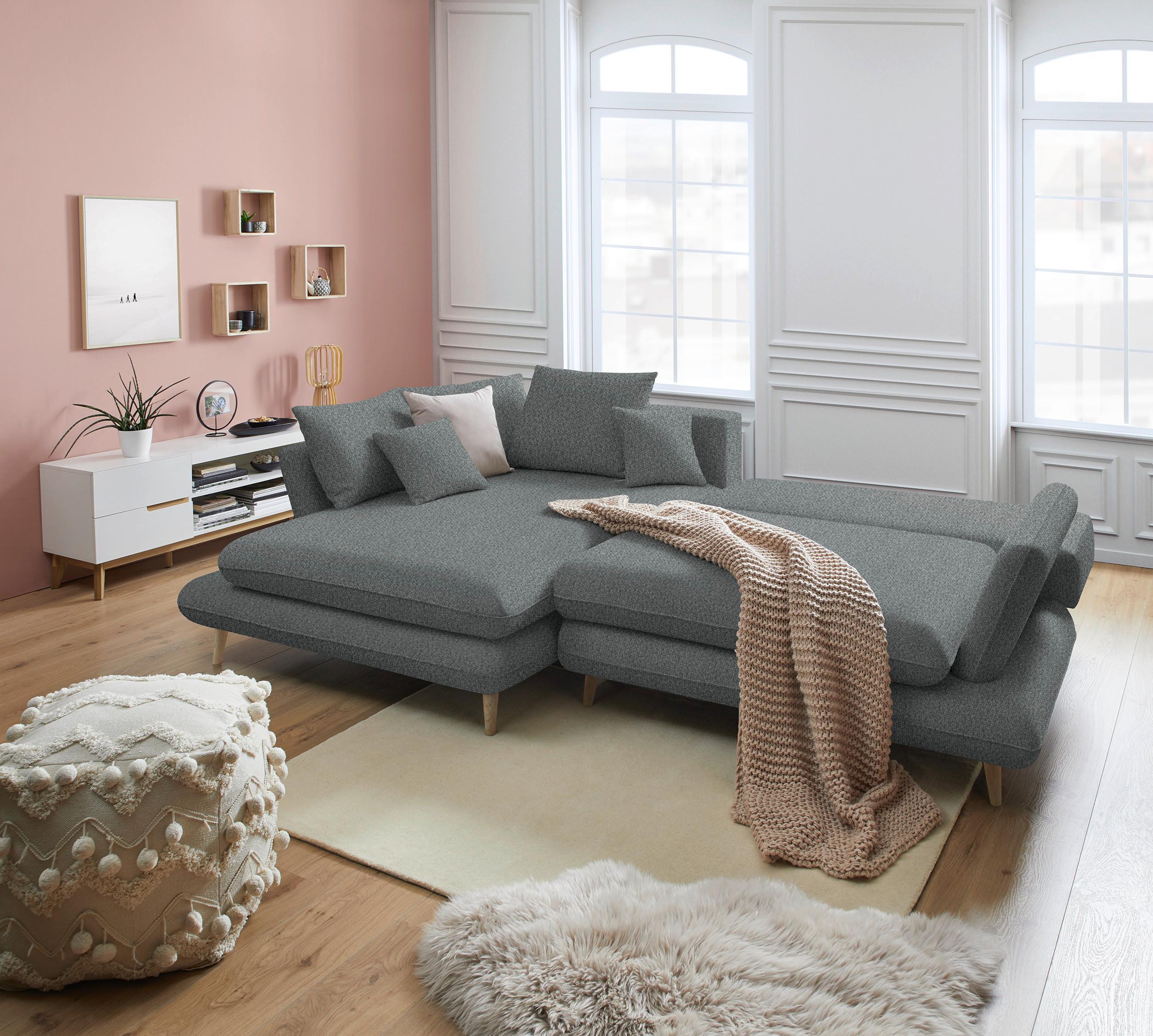 Kutna Garnitura Monte - tamno siva/prirodne boje, Romantično / ladanjski, tekstil/drvo (181/283cm) - Premium Living