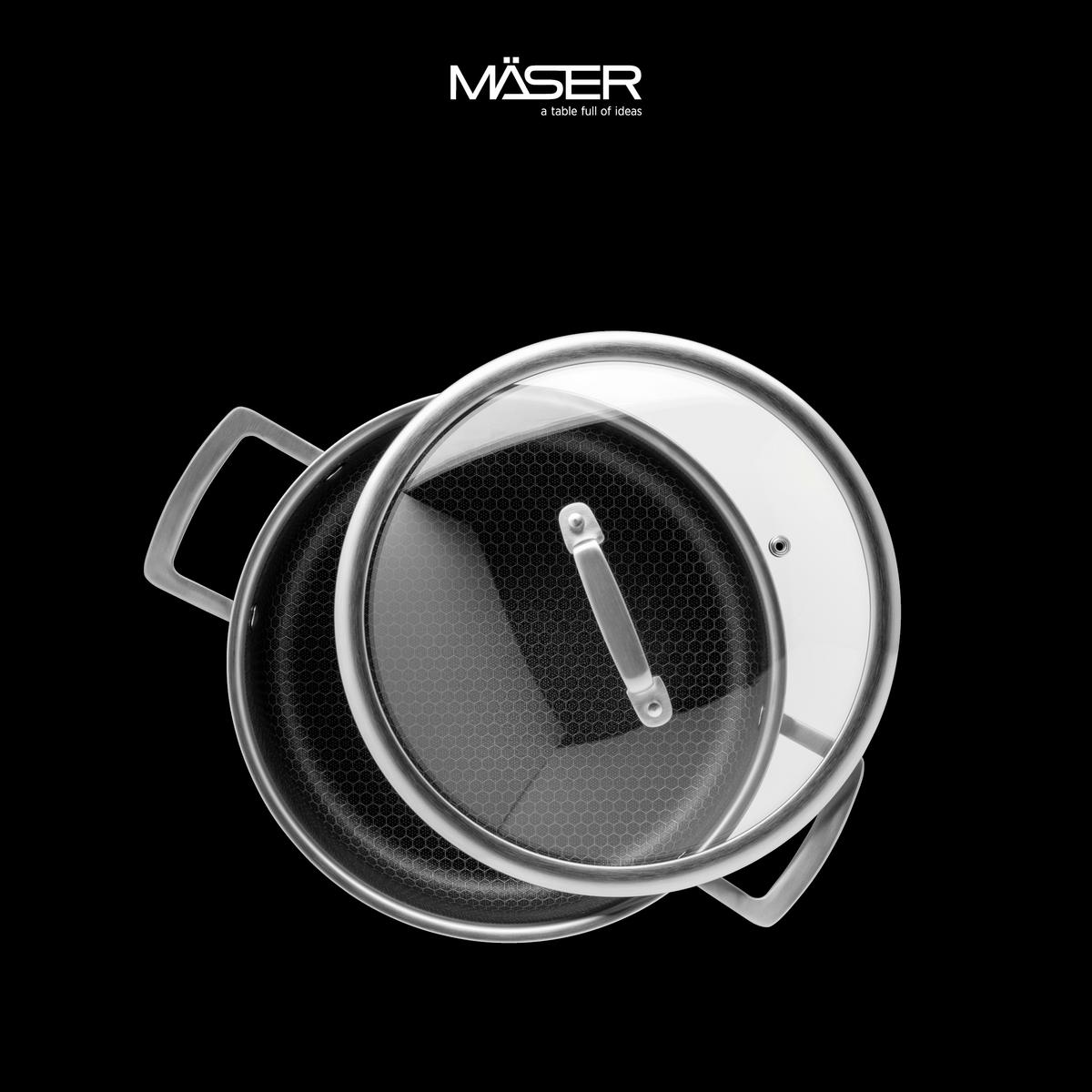 Kochtopf 935609 Kochtopf - Silberfarben/Schwarz, Basics, Metall (24/16,5cm) - Mäser
