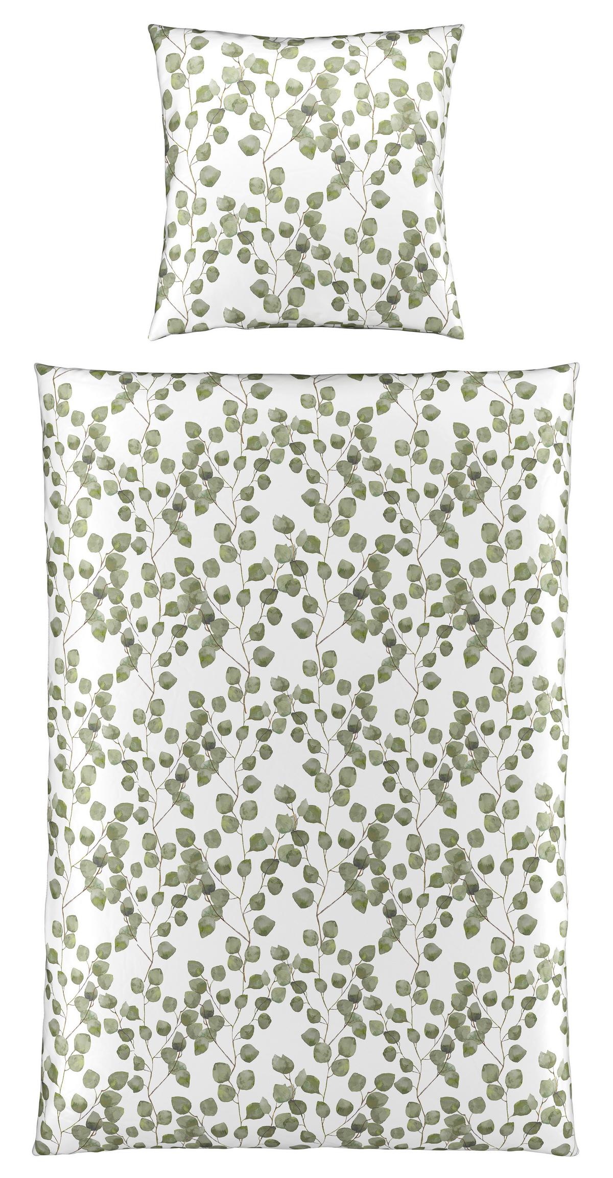 Bettwäsche Bio-Sophia Design Grün/Weiß ca. 135x200cm - Weiß/Grün, Natur, Textil (135/200cm) - ecoTree