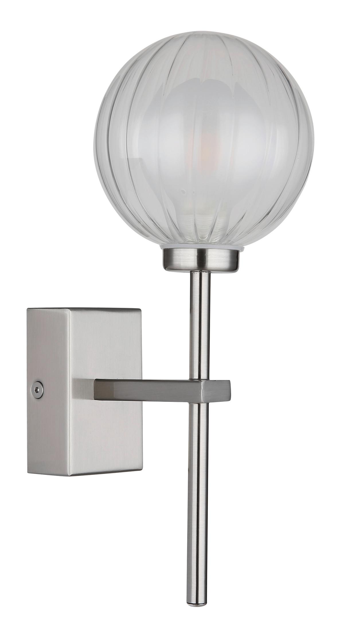 BADEZIMMER-WANDLEUCHTE 41928WN - Klar, Konventionell, Glas/Metall (10/14,1cm) - Globo