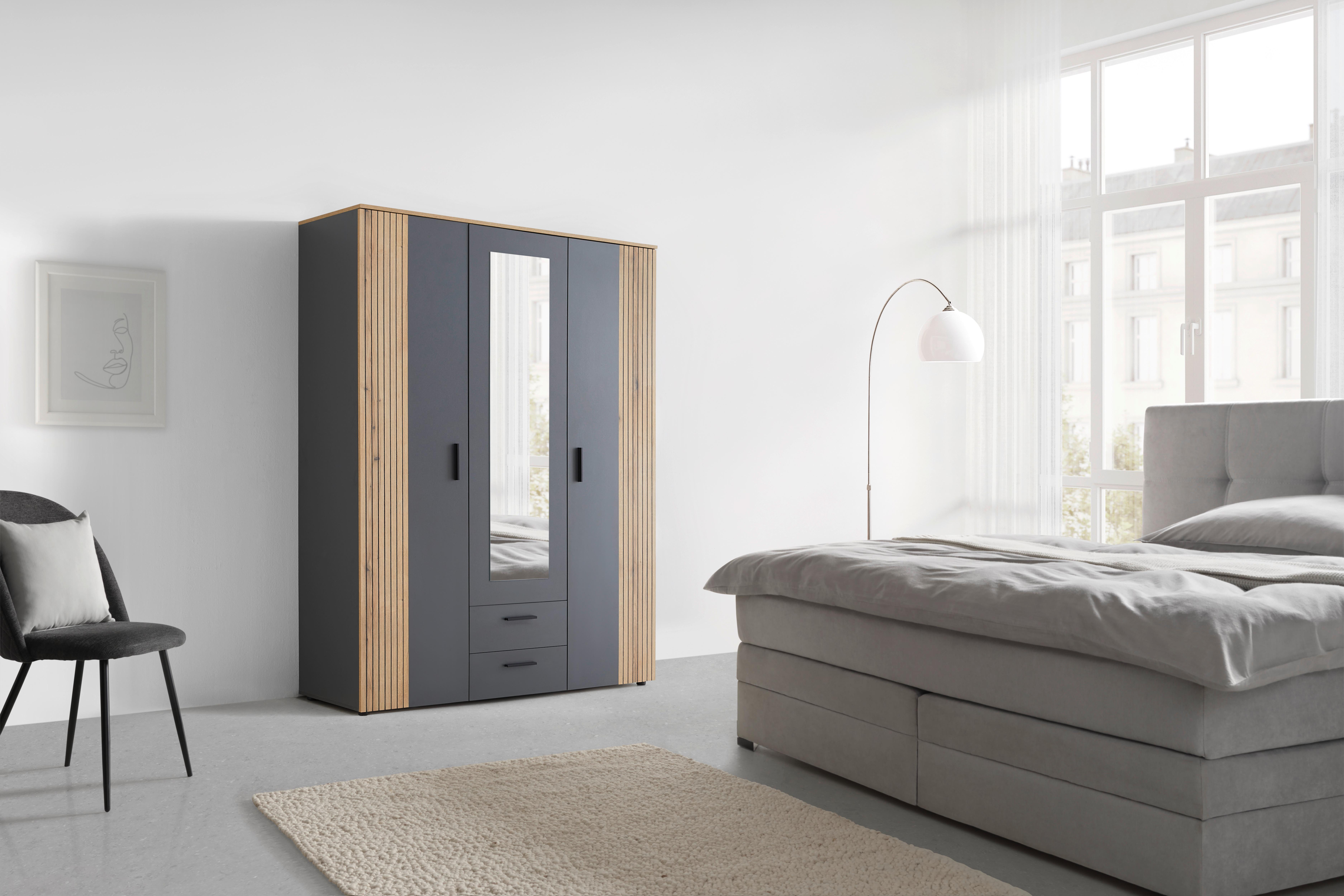 GARDEROB CADIX -EXKLUSIV- - svart/antracit, Klassisk, trämaterial/plast (150/200/55cm) - Mömax