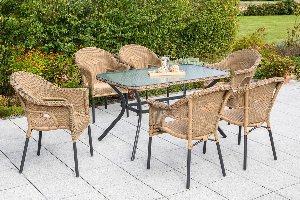 Gartenmöbel Set 7-tlg. Ravenna Metall/Kunststoffgeflecht kaufen ➤ online mömax