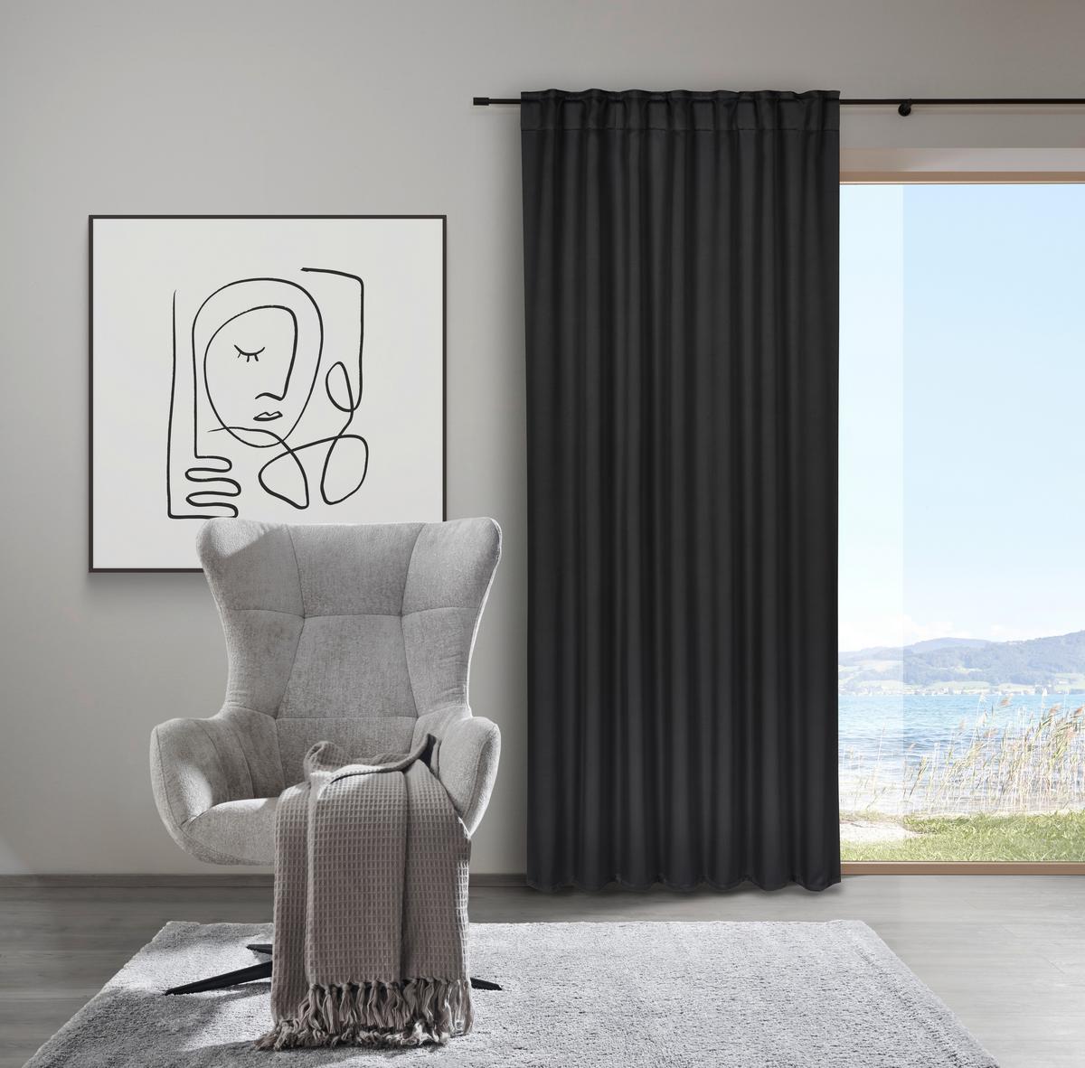 Verdunkelungsvorhang Riccardo Schwarz Ca. 140x245cm - Schwarz, Modern, Textil (140/245cm) - Premium Living