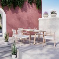 Gartentischgruppe Enzi Naturfarben/Beige - Beige/Naturfarben, MODERN, Glas/Textil (200/100/76cm) - Mömax